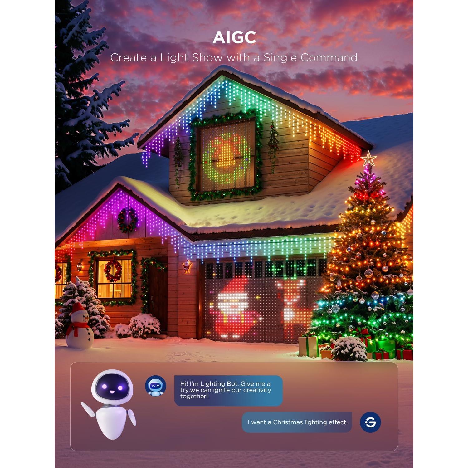 Juego de Luces LED Govee Navidad RGBIC, 3 Tipos, 10.06 m