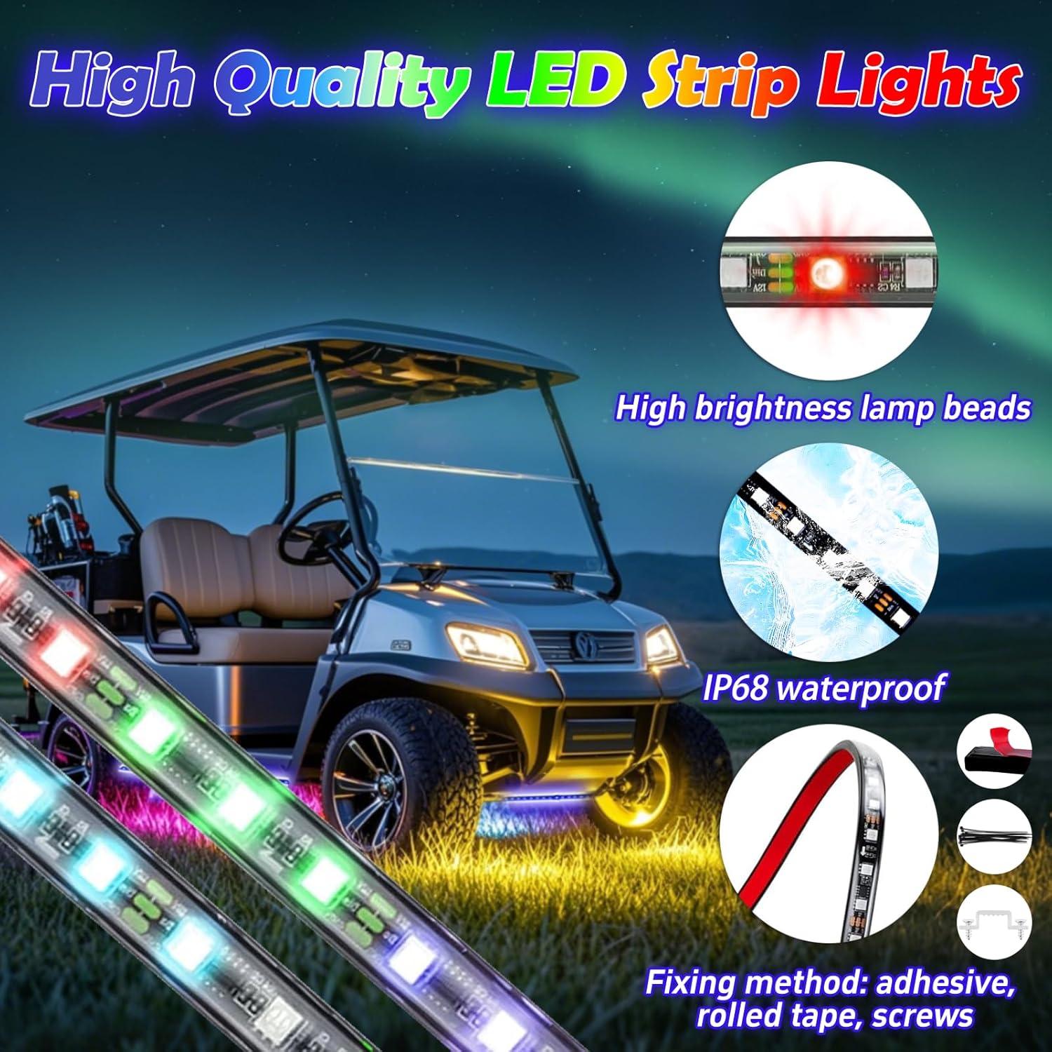 Kit de Luces LED RIZINKART Underglow para Carrito de Golf 12V-80V