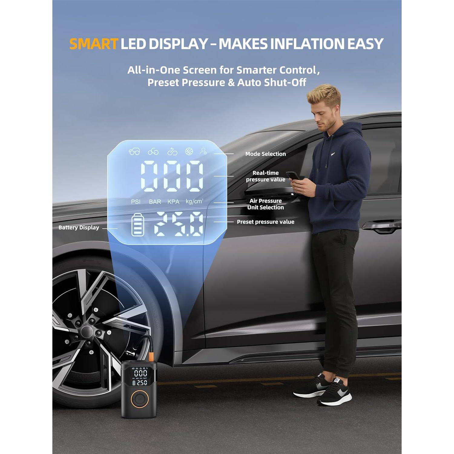 Compresor de Aire Portátil UZNY D03 150 PSI Bomba Inalámbrica