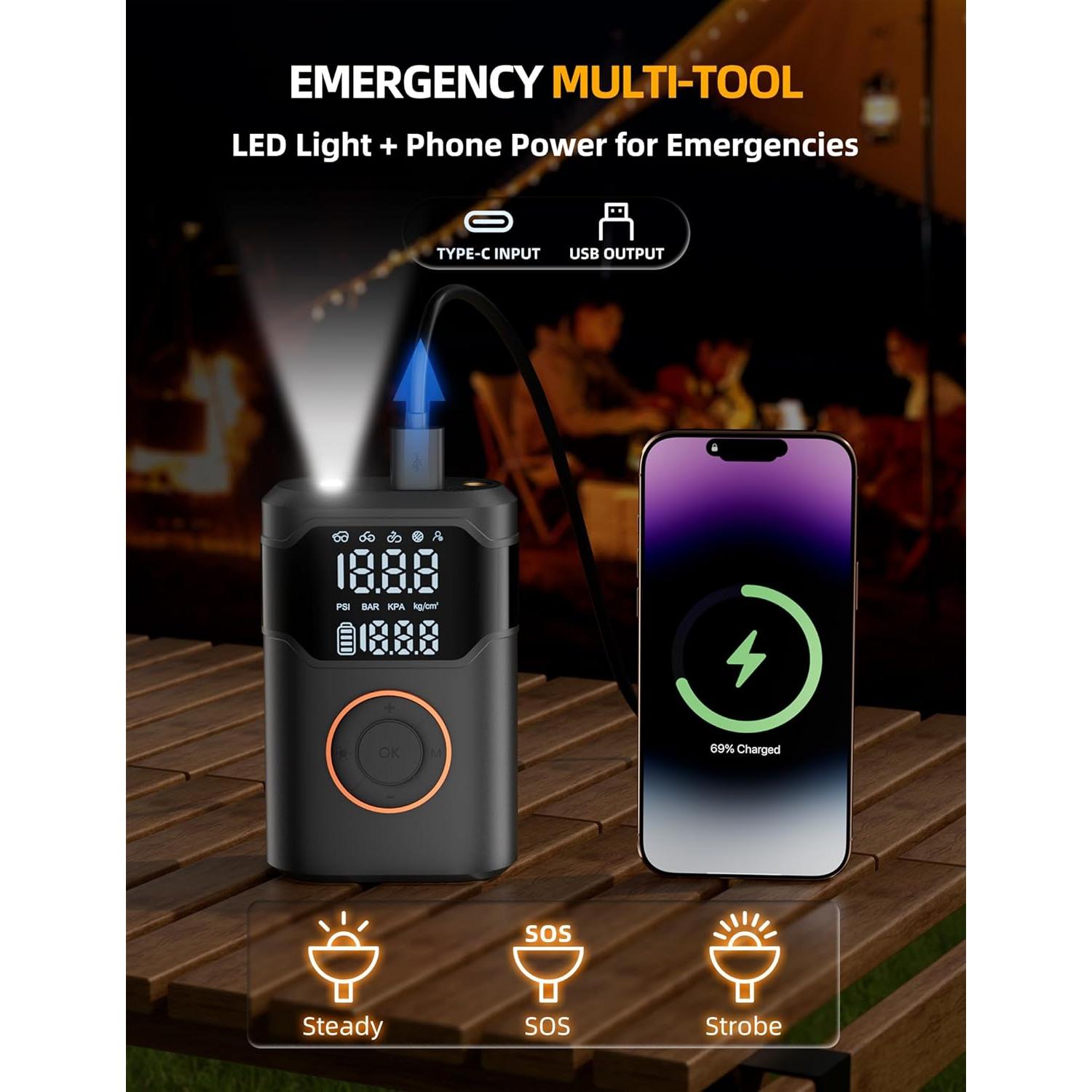 Compresor de Aire Portátil UZNY D03 150 PSI Bomba Inalámbrica