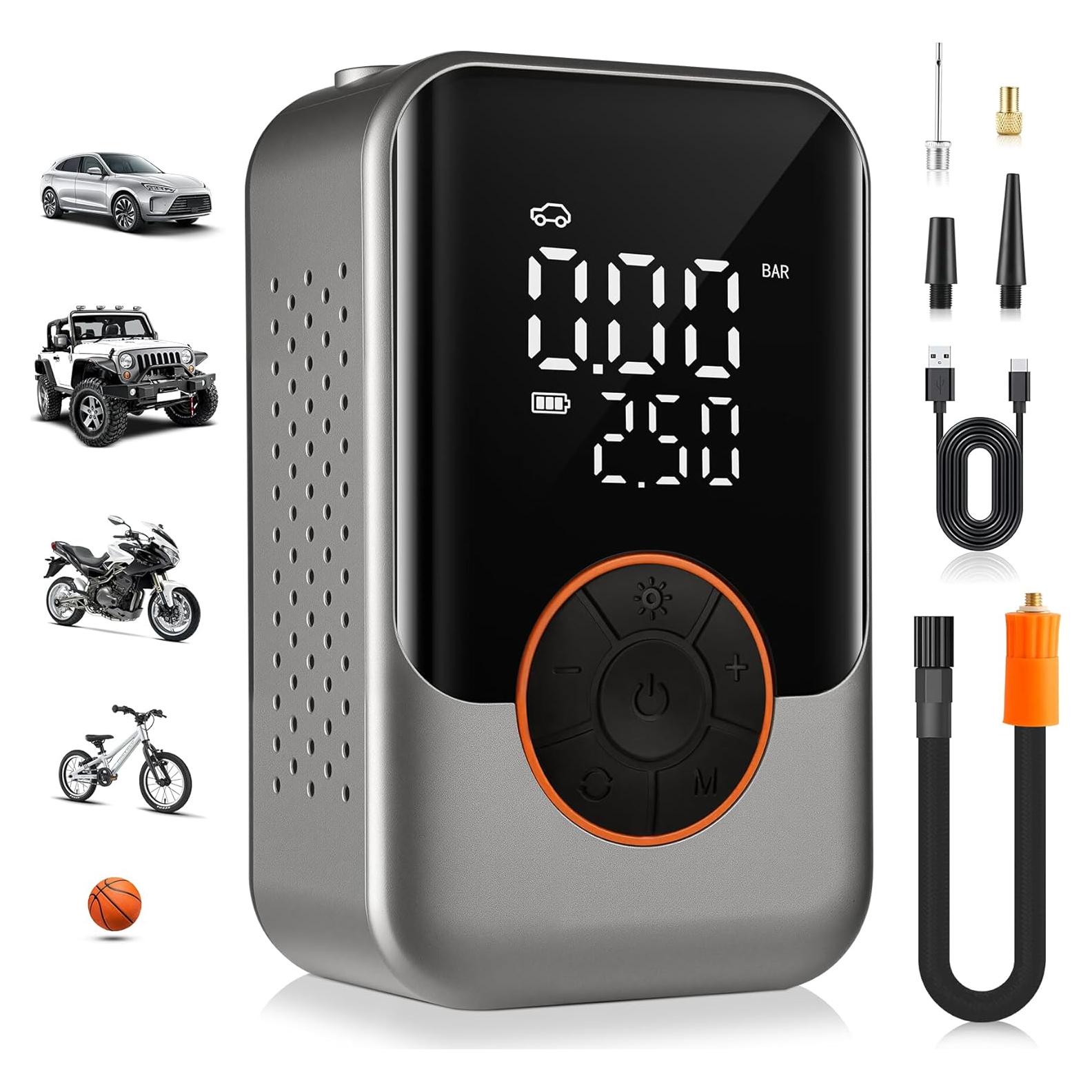 Compresor de Aire Portátil SINGARO 150 PSI con Luz LED