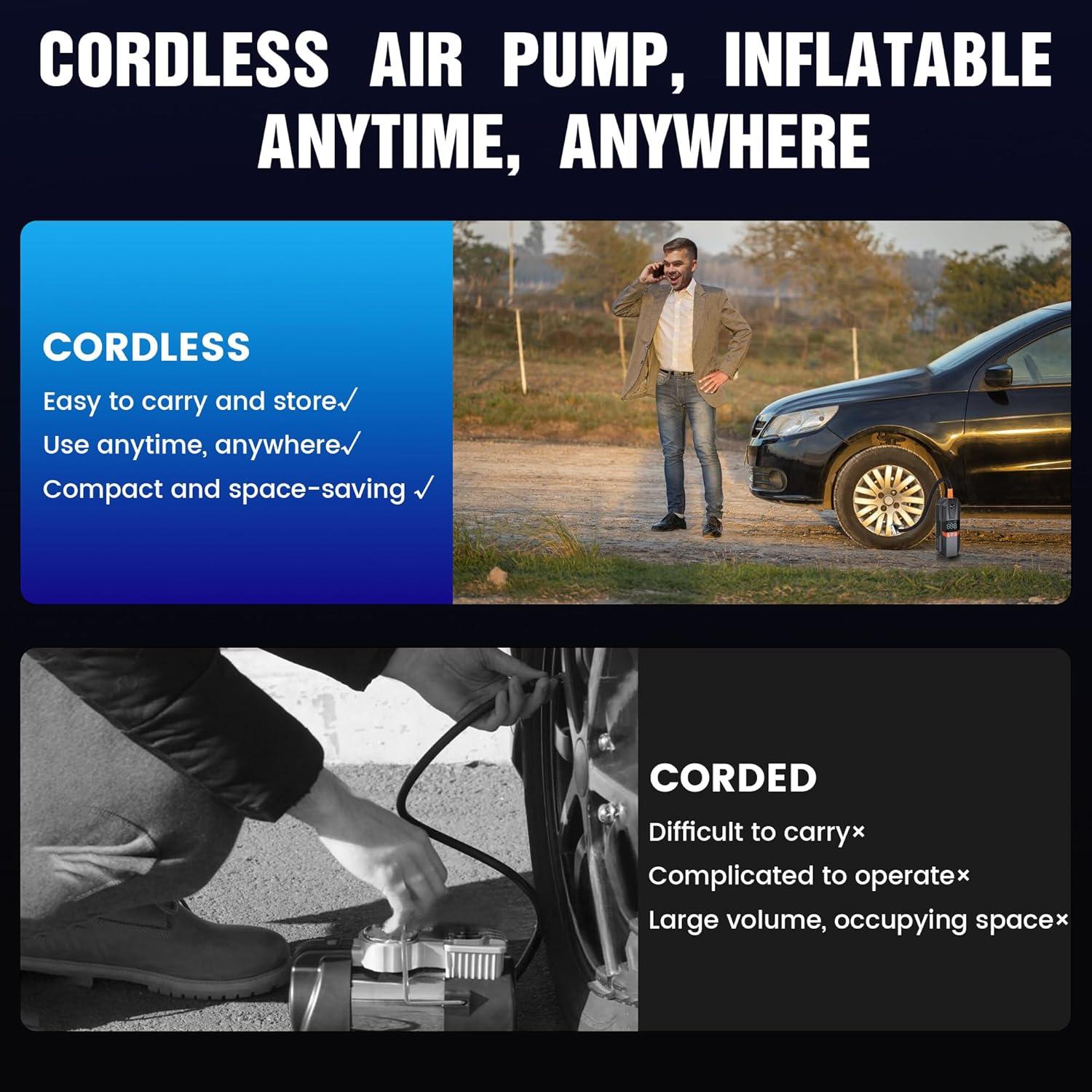 Compresor de Aire Portátil Mabahoo 150 PSI con Medidor LCD