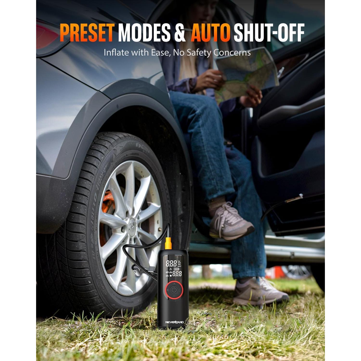 Compresor de Aire Portátil NEVERLAND 150 PSI 20000mAh Rojo