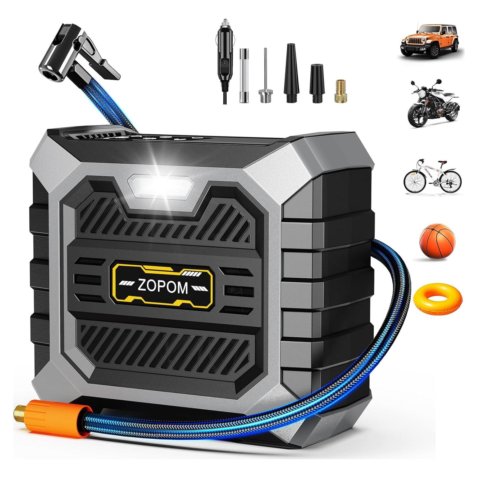 Compresor de Aire Portátil ZOPOM 8009 12V con Manómetro Digital