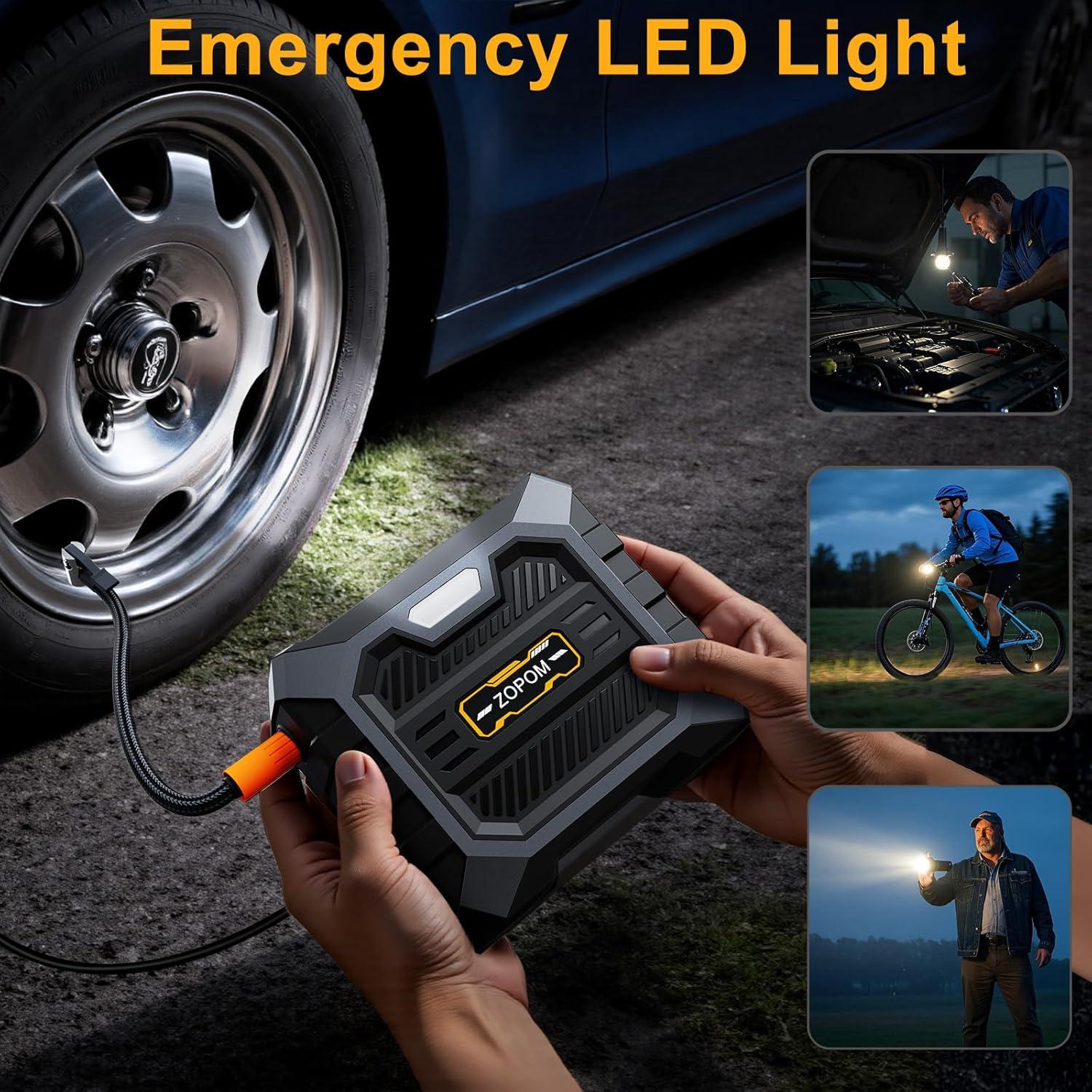 Compresor de Aire Portátil ZOPOM 8009 12V con Manómetro Digital