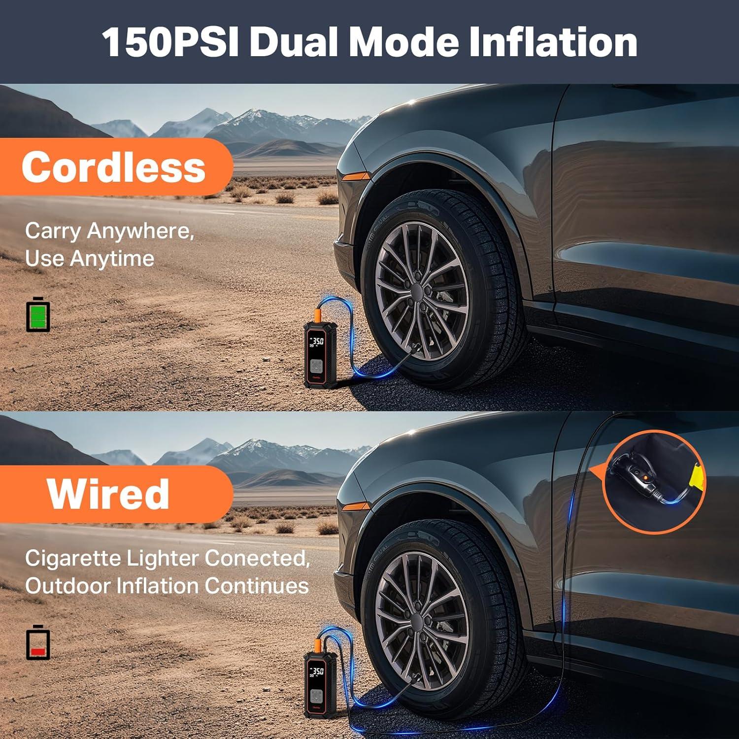 Compresor de Aire Portátil OlarHike 9000mAh 150PSI Automático