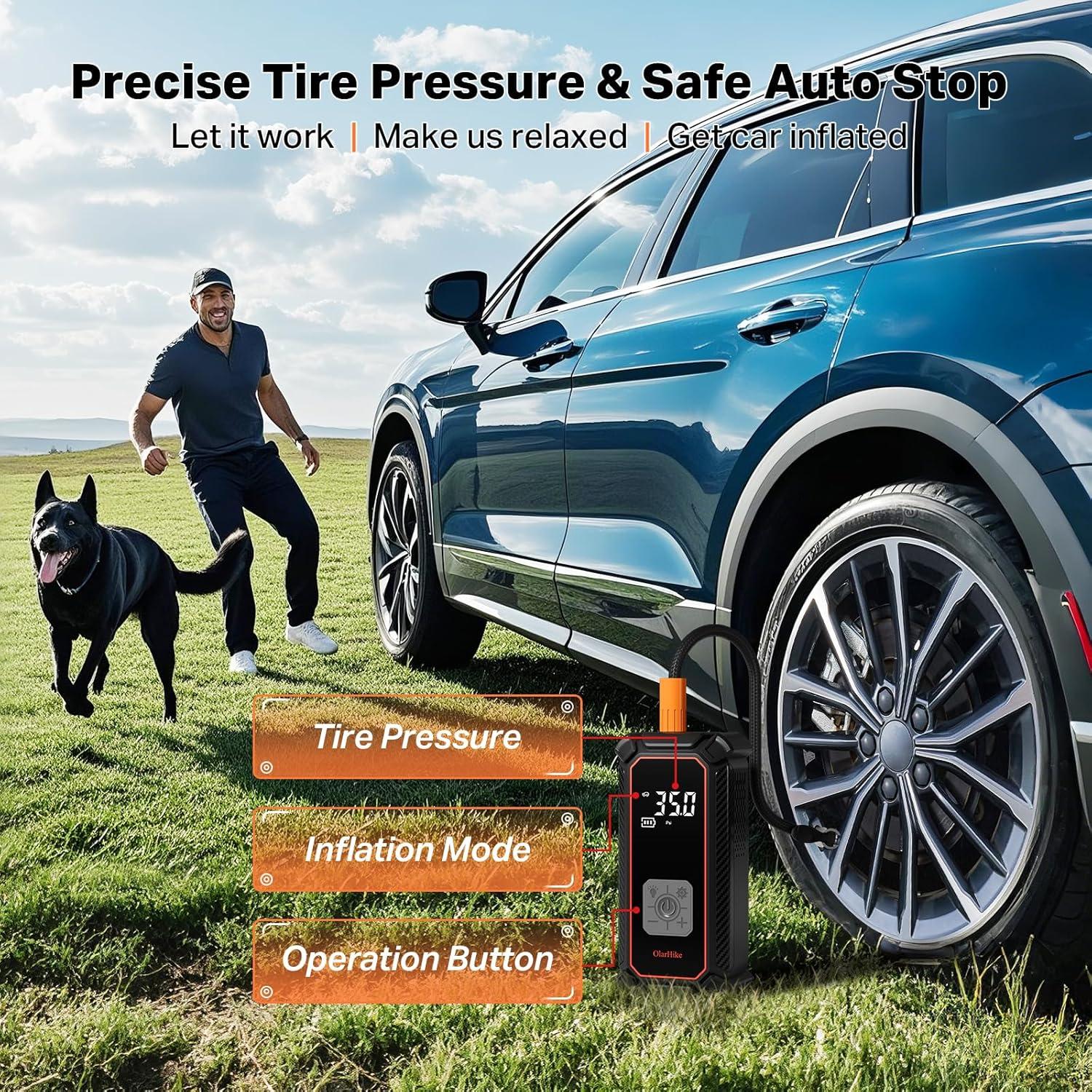 Compresor de Aire Portátil OlarHike 9000mAh 150PSI Automático