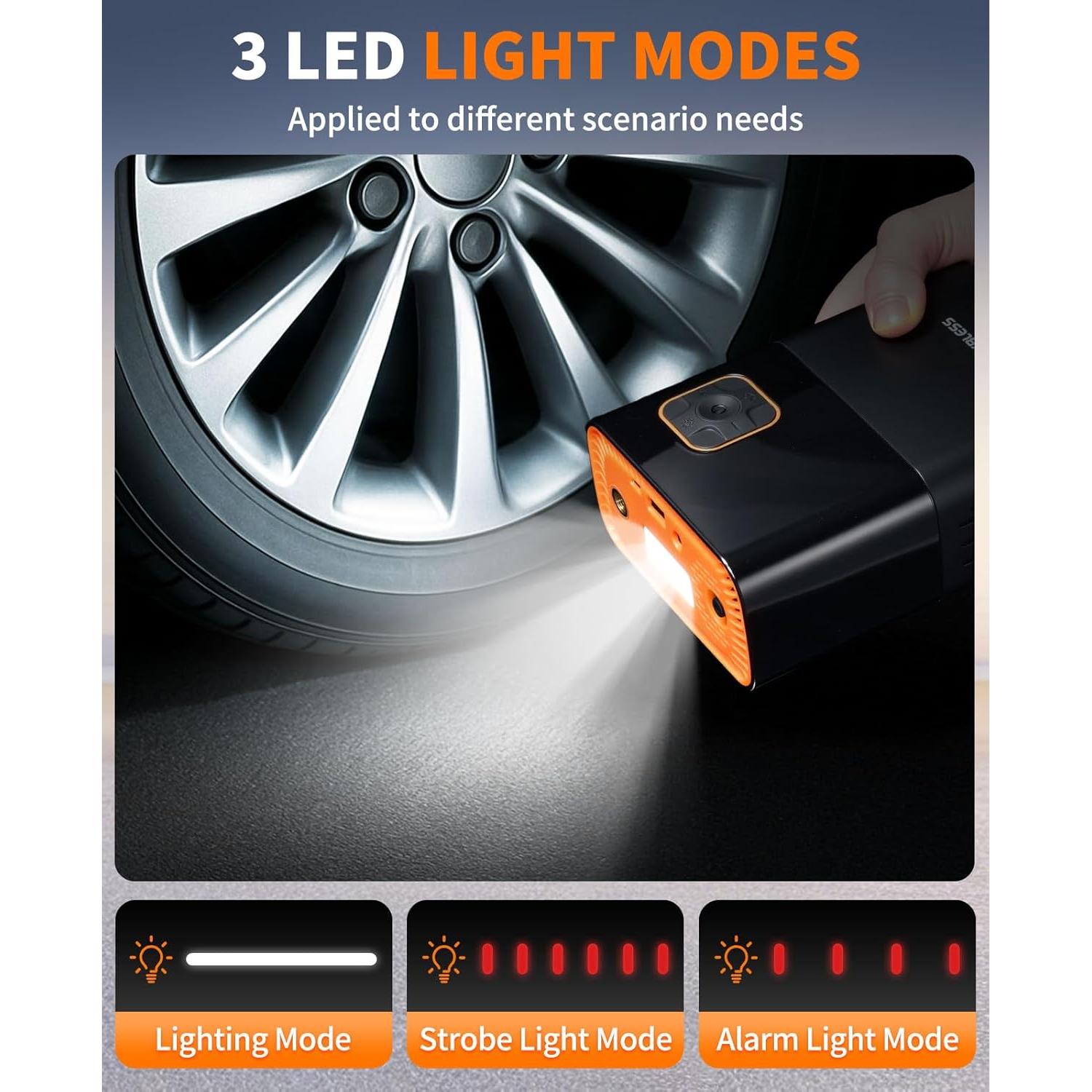 Compresor de Aire Portátil WorkBless 150 PSI con Pantalla LCD