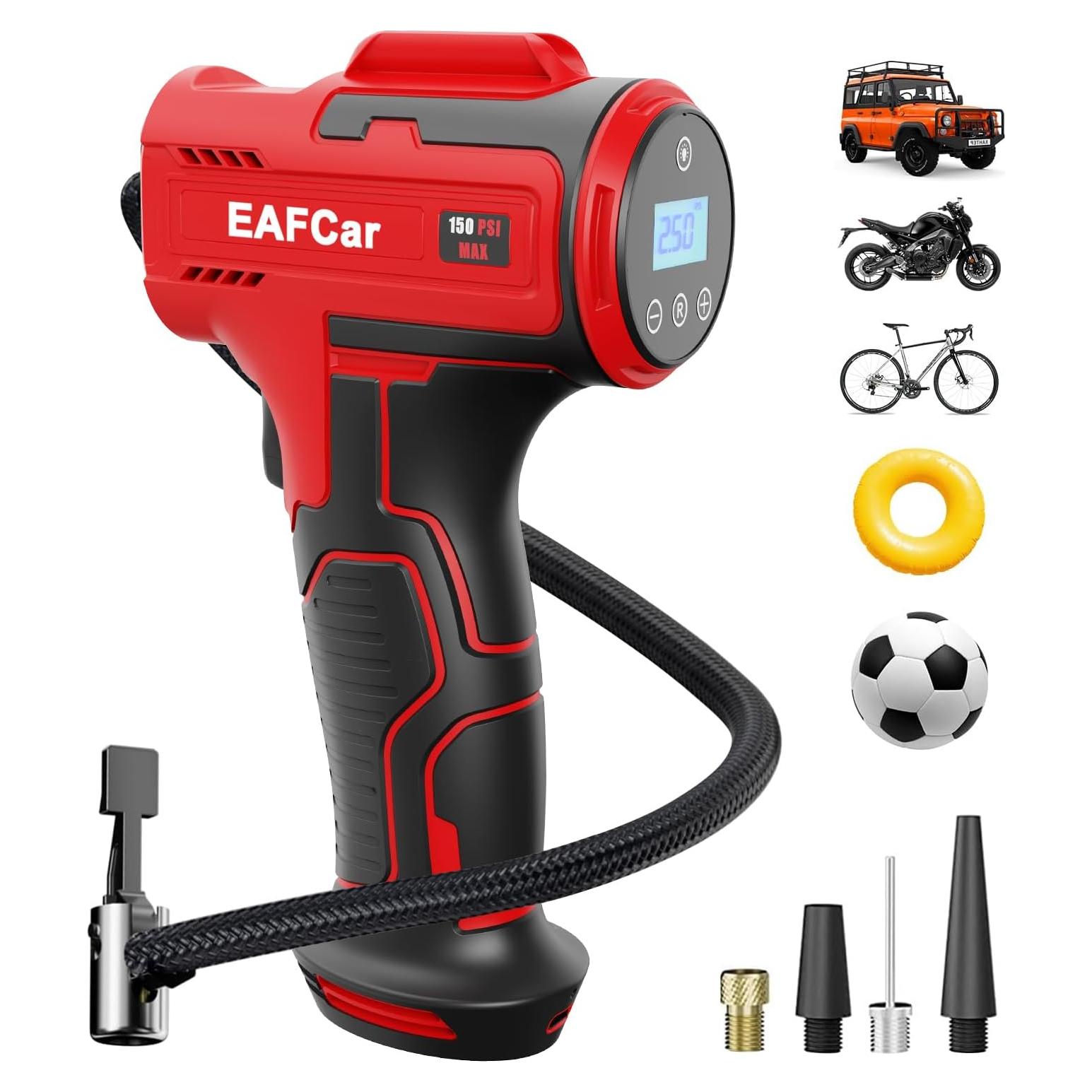 Compresor de Aire Portátil EAFCar 5622, 150 PSI, Batería