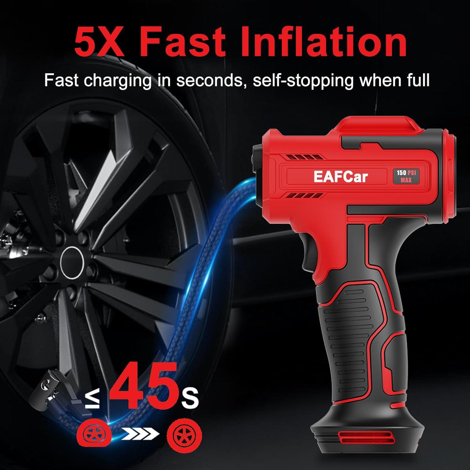 Compresor de Aire Portátil EAFCar 5622, 150 PSI, Batería