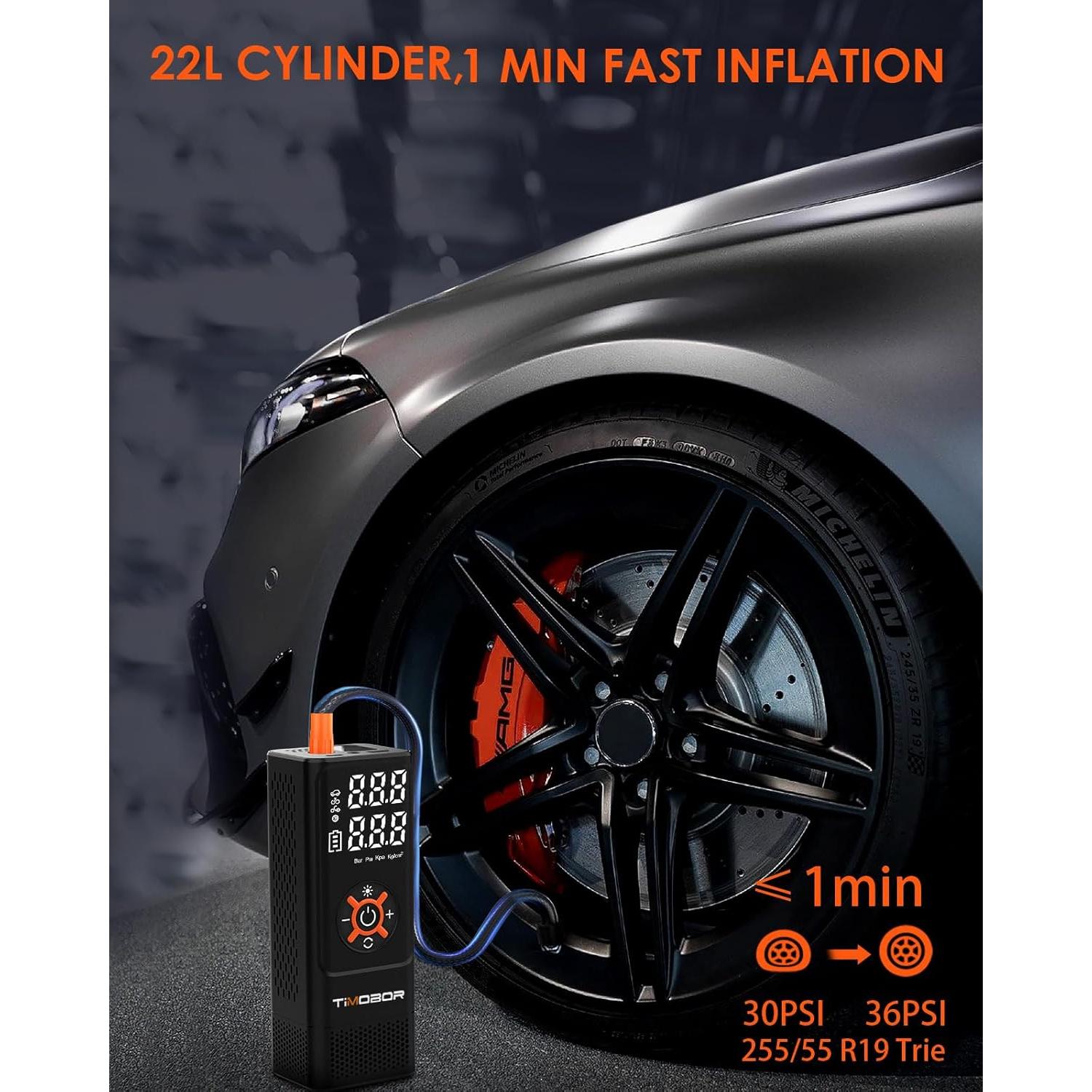 Compresor de Aire Portátil Timobor 150 PSI para Auto y Bicicleta
