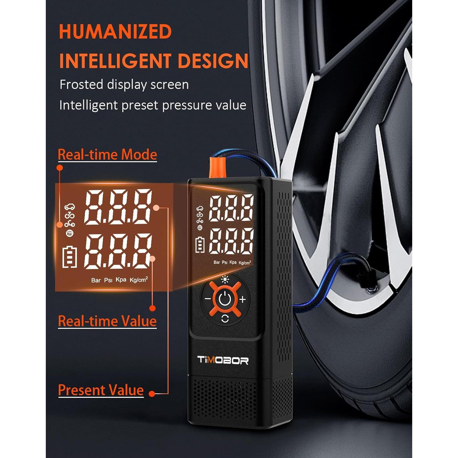 Compresor de Aire Portátil Timobor 150 PSI para Auto y Bicicleta