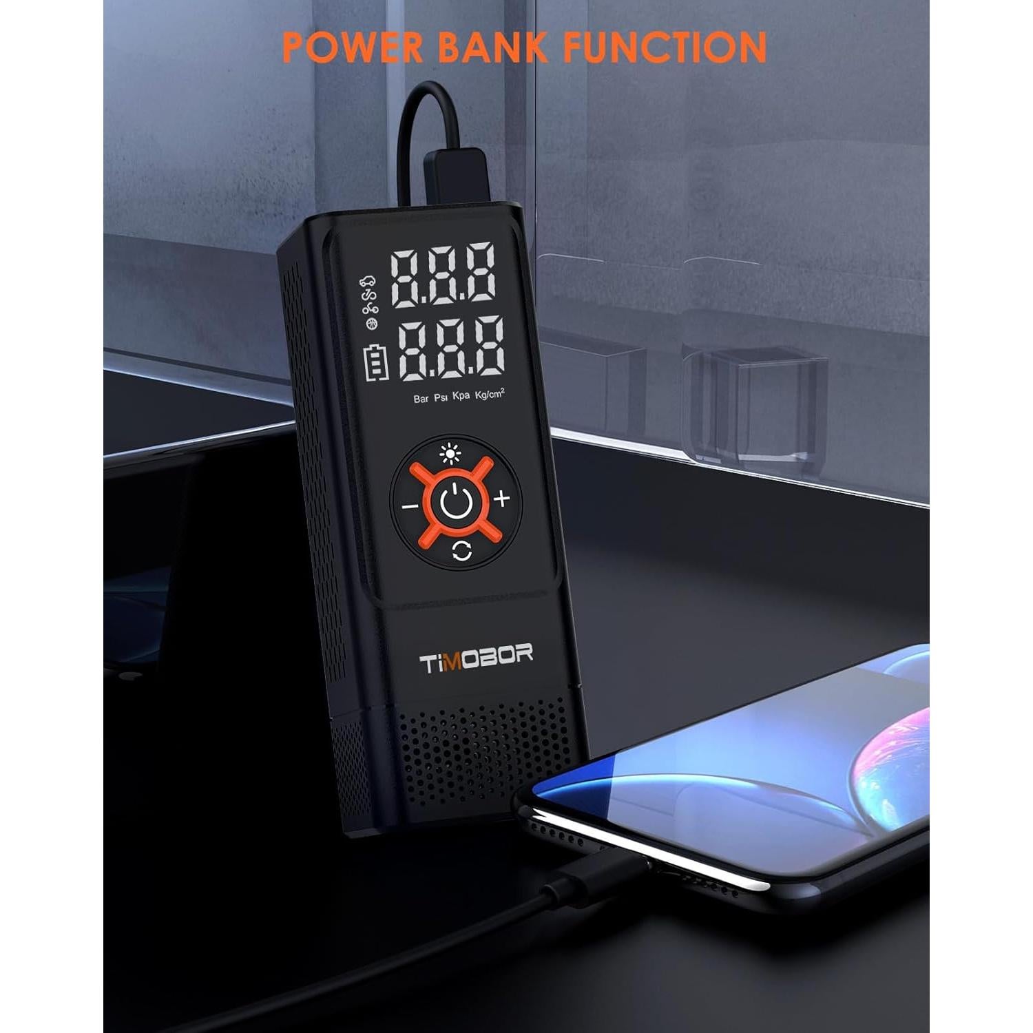 Compresor de Aire Portátil Timobor 150 PSI para Auto y Bicicleta