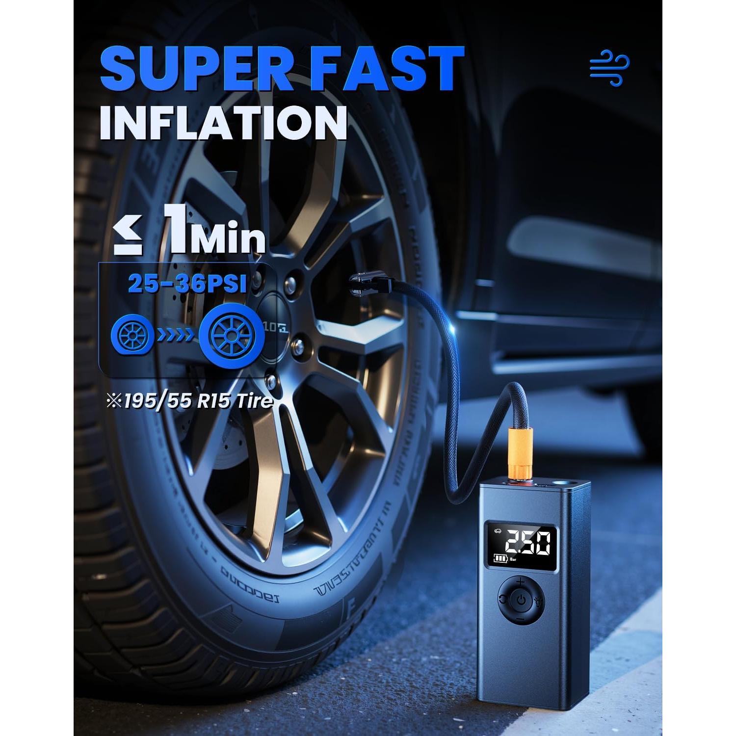 Compresor de Aire Portátil Cakur ZD-01A 160 PSI con Manómetro