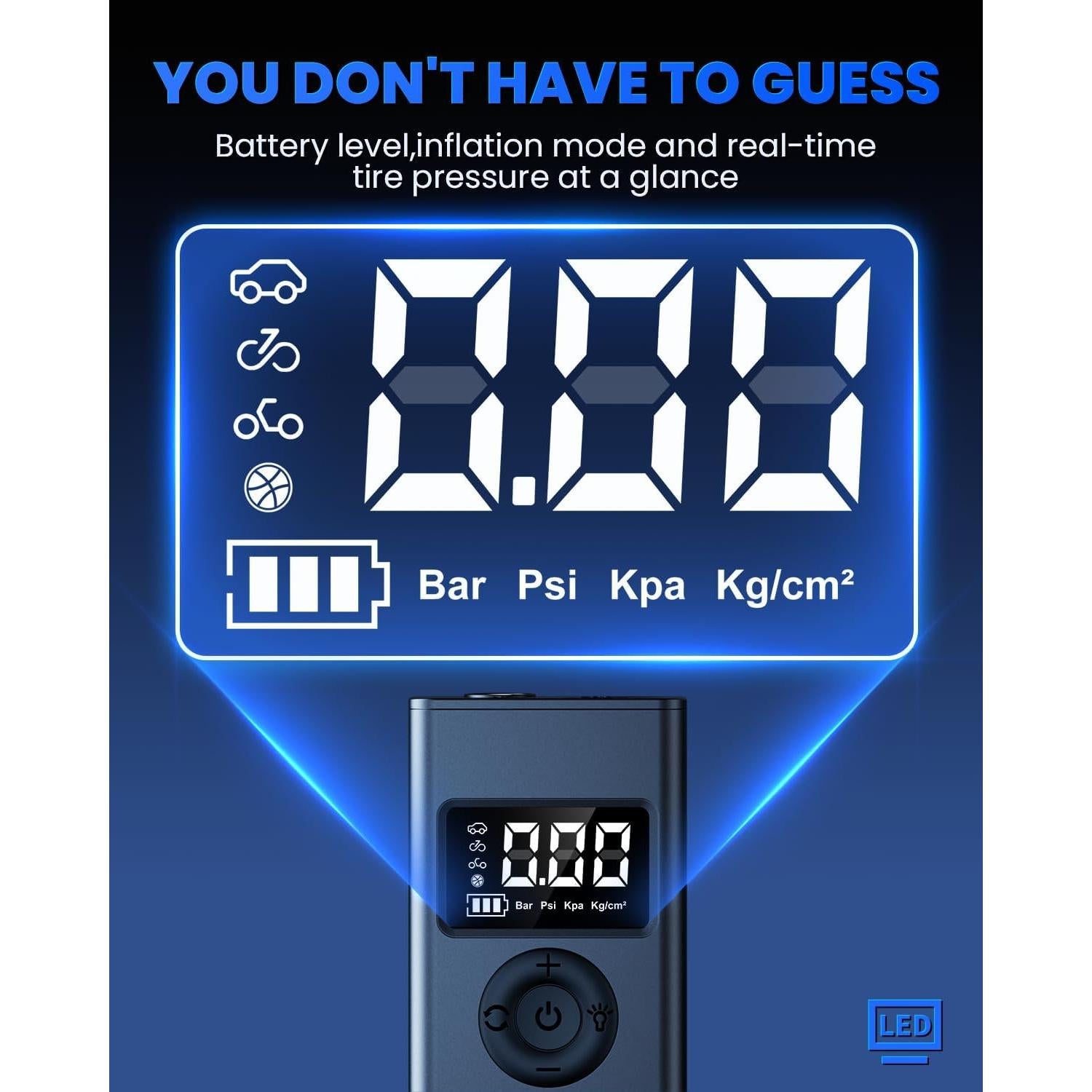 Compresor de Aire Portátil Cakur ZD-01A 160 PSI con Manómetro