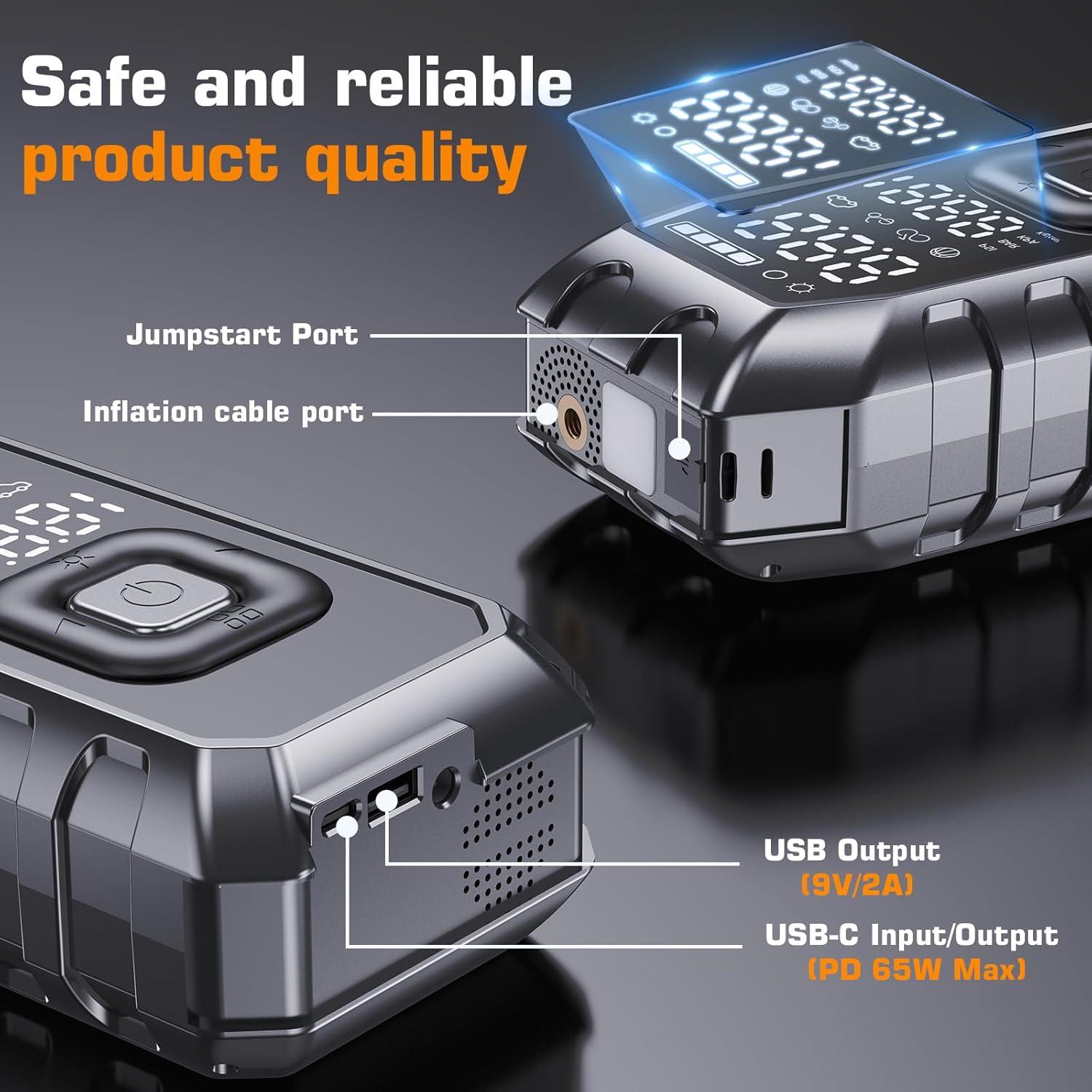 Compresor de Aire Portátil Imptweha PQ225 180PSI Batería 12000mAh