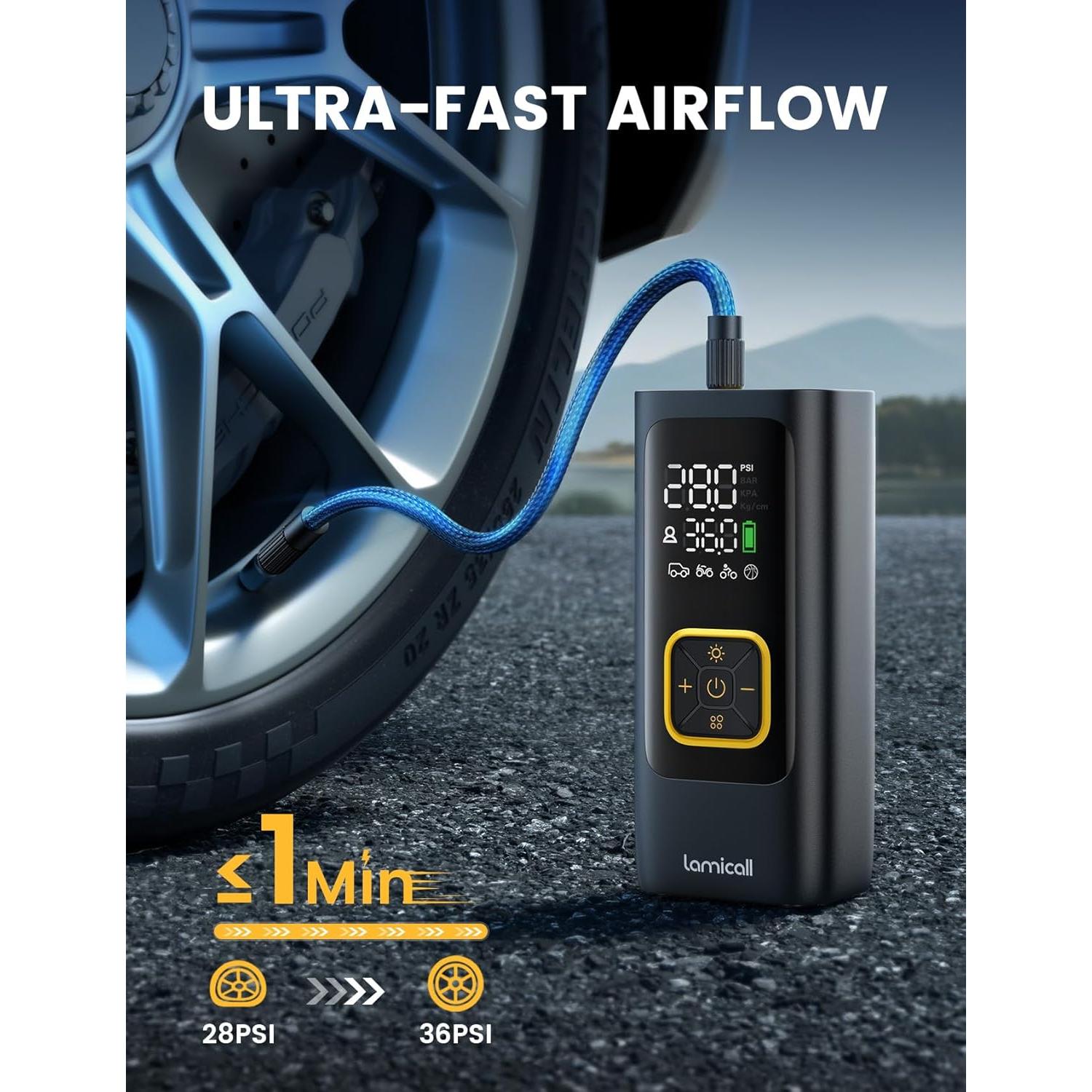 Compresor de Aire Portátil Lamicall VHEP02 150 PSI Batería Recargable