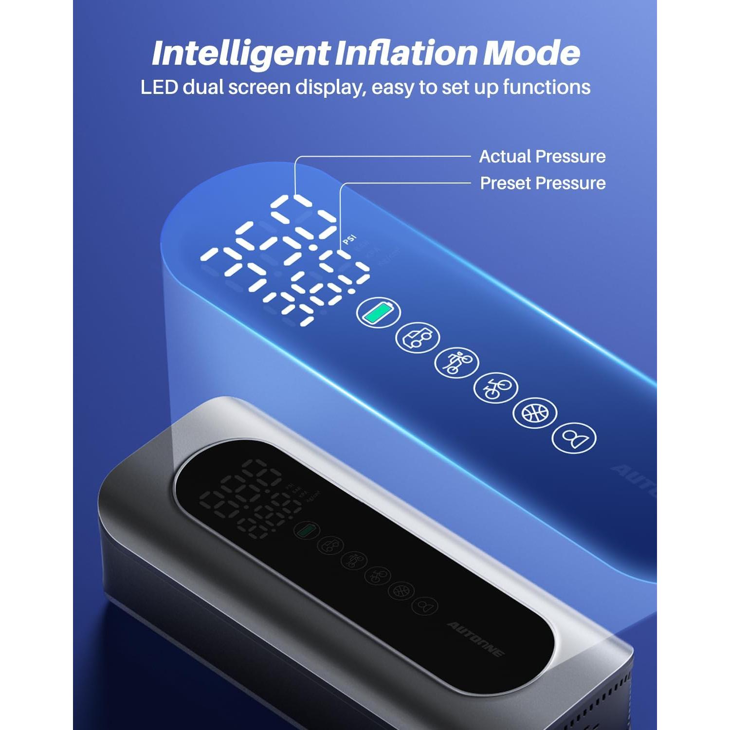 Inflador de Neumáticos Portátil AUTOONE AC01 150 PSI Inalámbrico