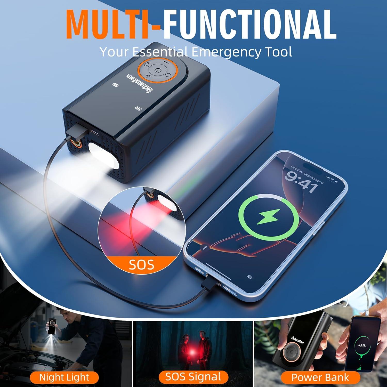 Compresor de Aire Portátil Achansfam L9 Pro 150 PSI Inalámbrico