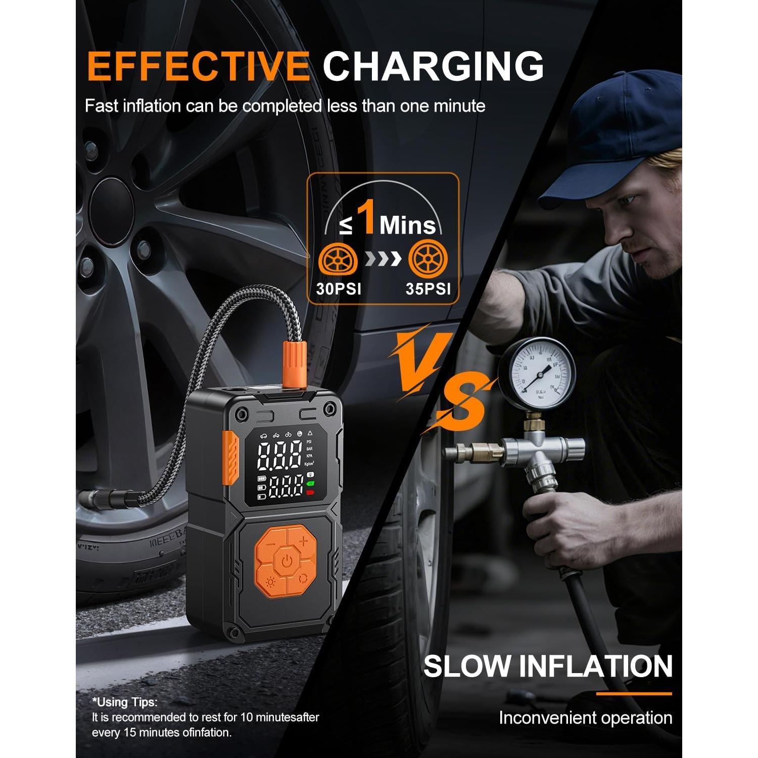 Compresor de Aire Portátil Hajomel EB03D 150 PSI con Luz LED