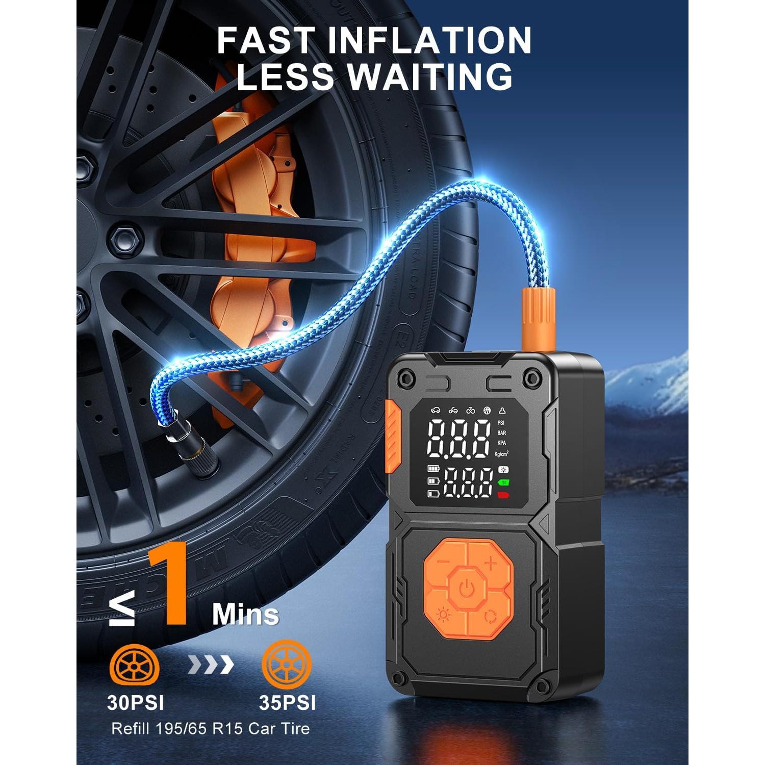 Compresor de Aire Portátil Hajomel EB03D 150 PSI con Luz LED