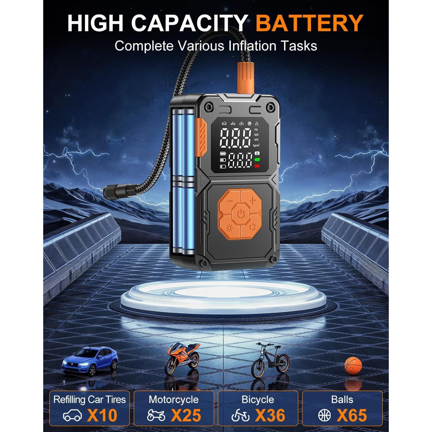 Compresor de Aire Portátil Hajomel EB03D 150 PSI con Luz LED