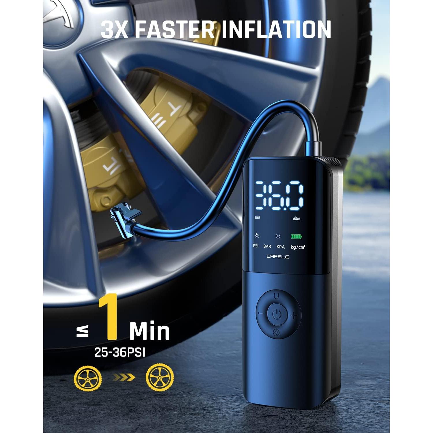 Inflador de Neumáticos Portátil CAFELE 150PSI Batería Recargable