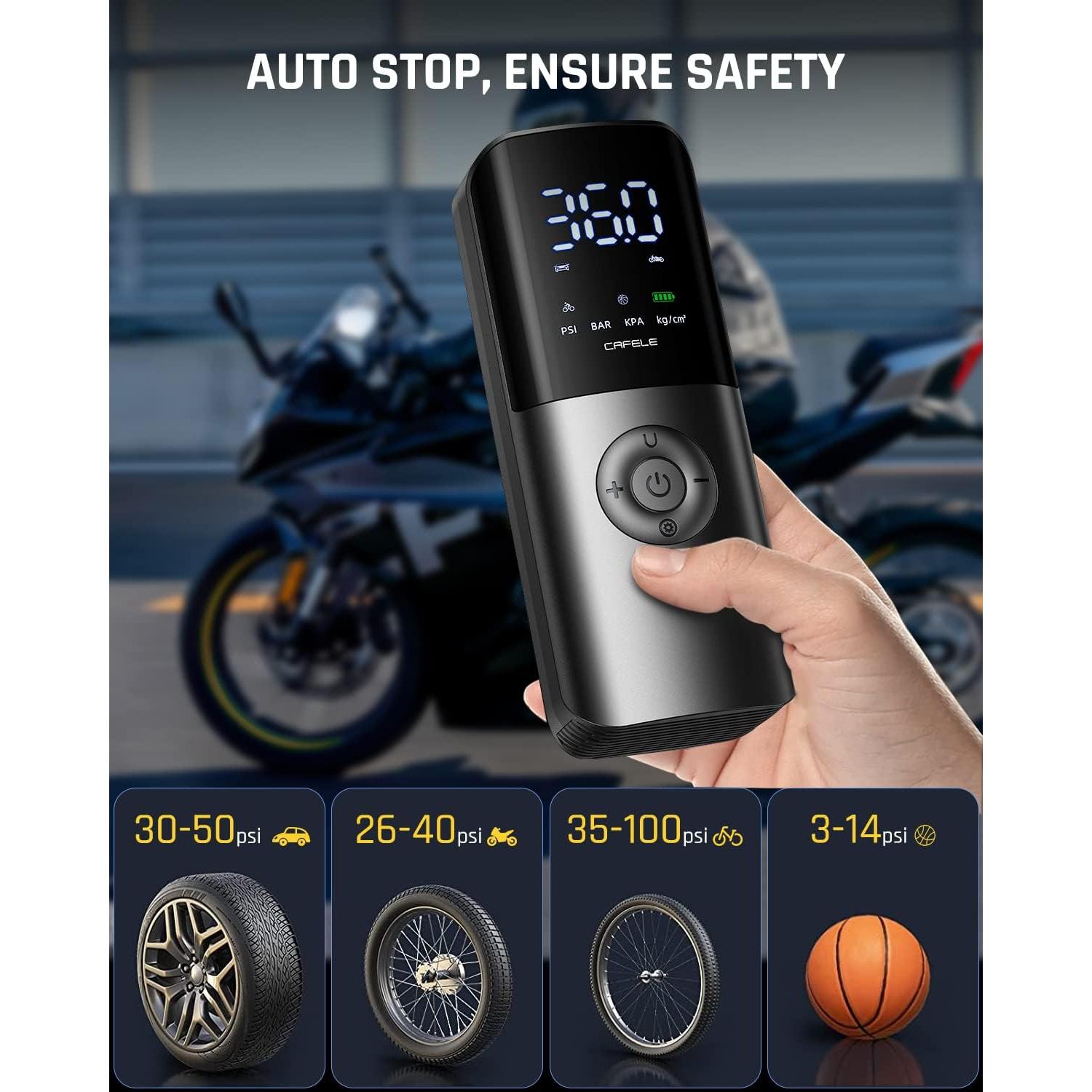 Inflador de Neumáticos Portátil CAFELE 150PSI Batería Recargable