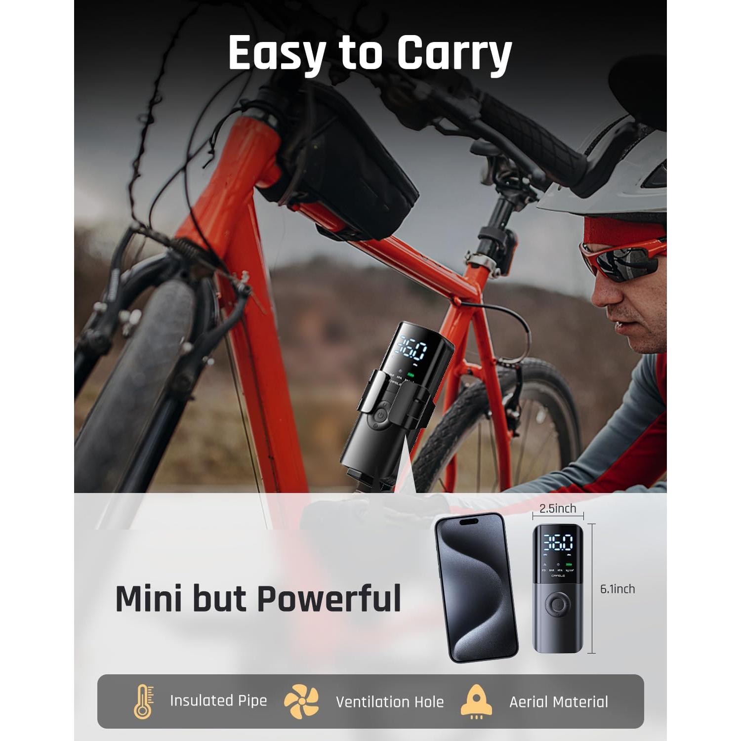 Inflador de Neumáticos Portátil CAFELE 150PSI Batería Recargable