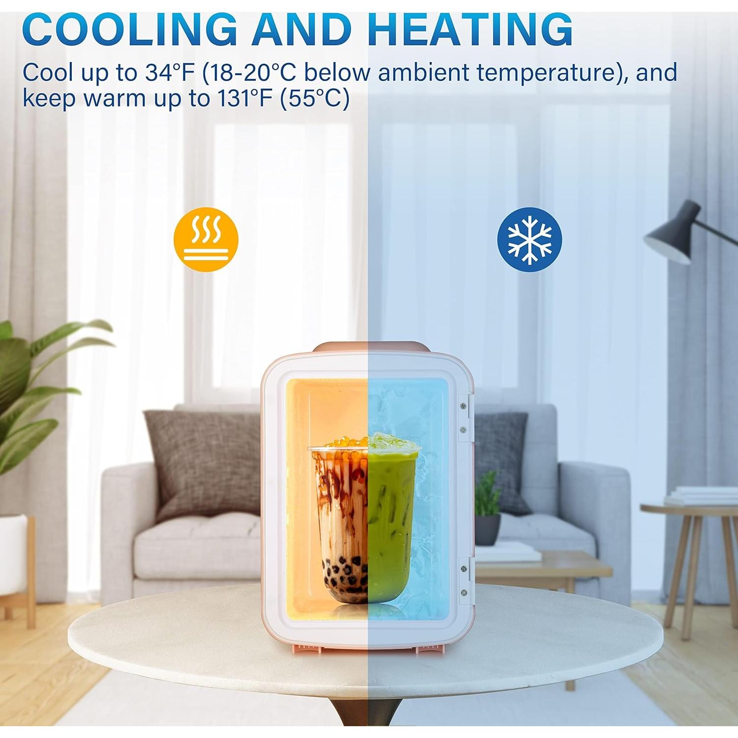 Mini Nevera Simple Deluxe 4L Rosa, Enfriador y Calentador