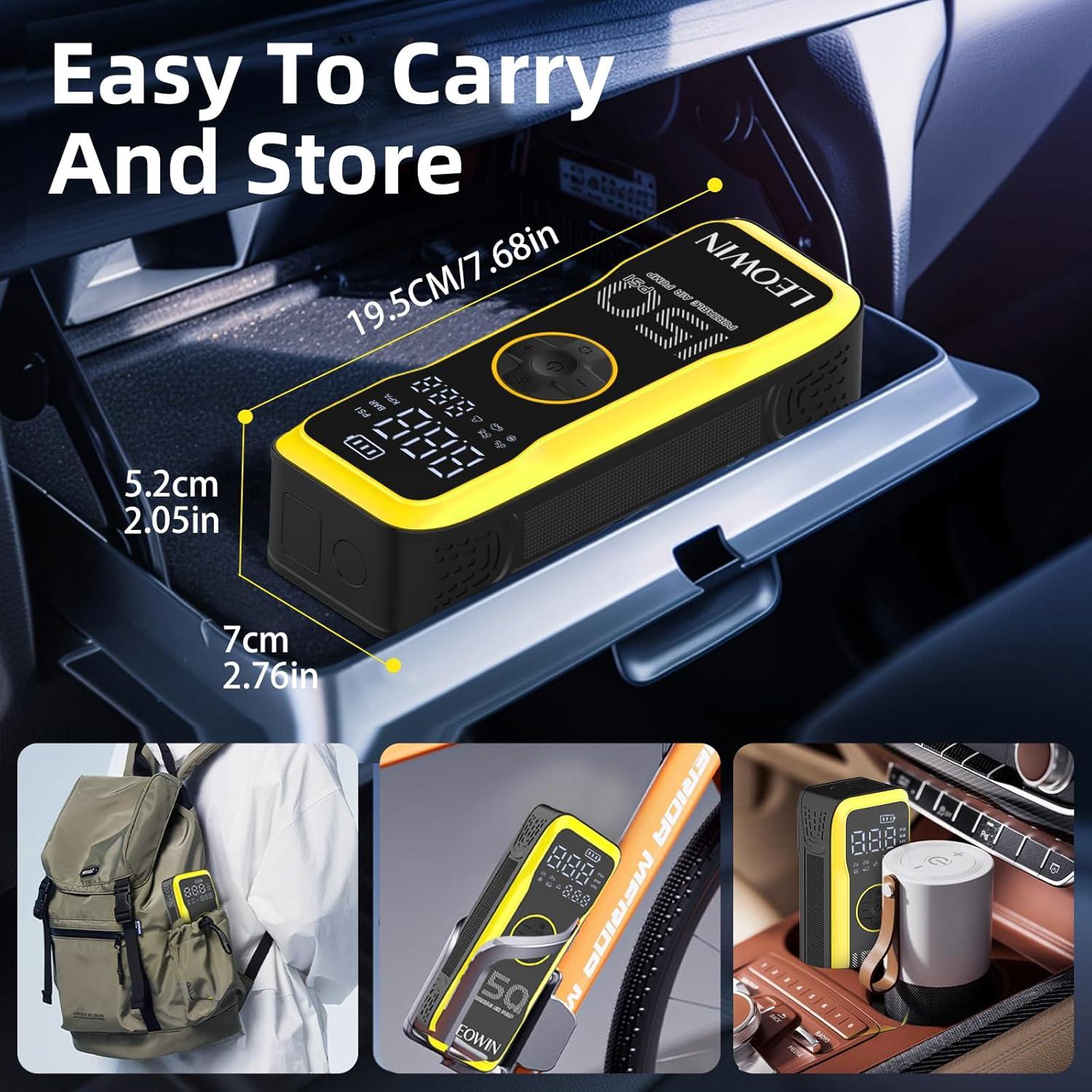 Compresor de Aire Portátil Leowin 150 PSI con Luz LED