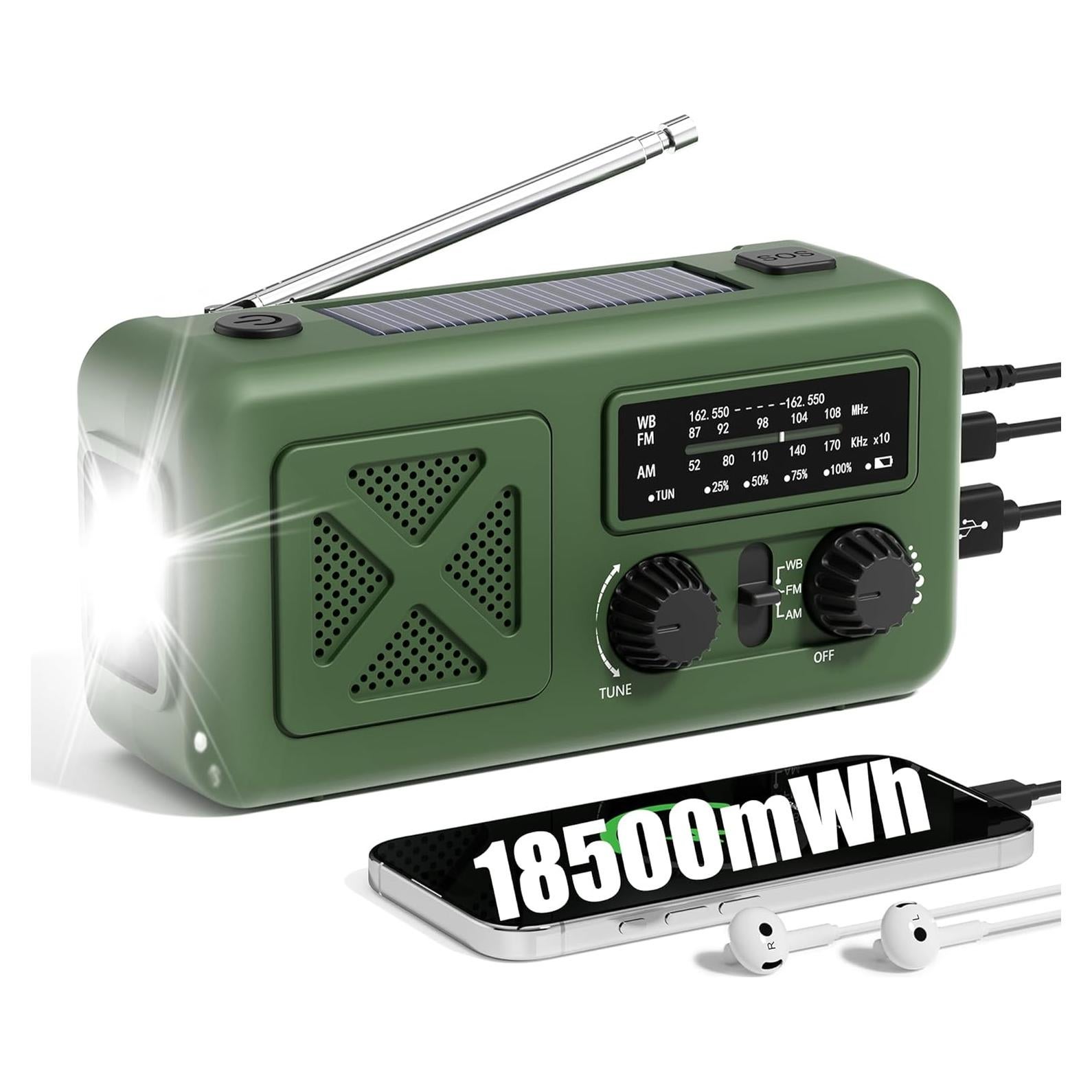 Radio de Emergencia Solar Qixin YX218 5000mAh con Linterna