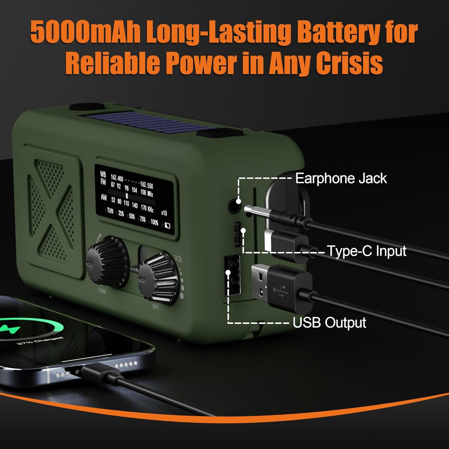 Radio de Emergencia Solar Qixin YX218 5000mAh con Linterna