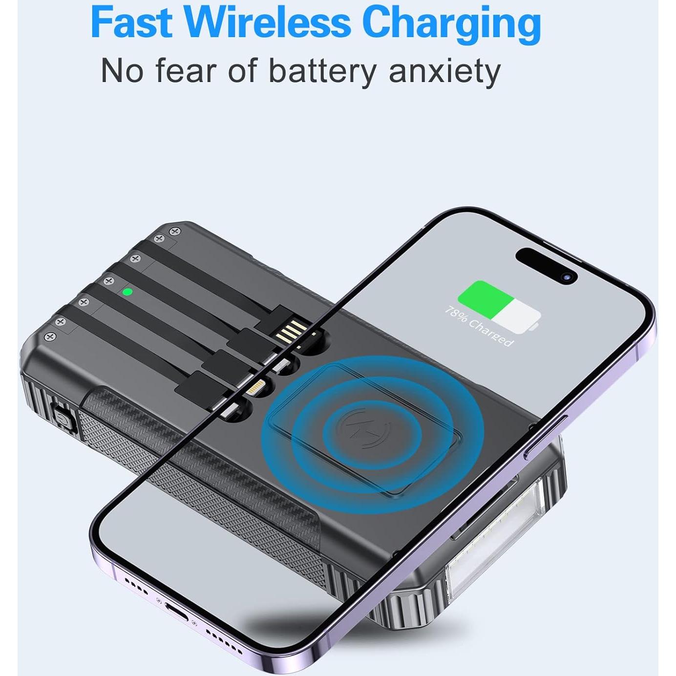 Banco de Energía Solar DJKK 52800mAh Cargador Inalámbrico 22.5W