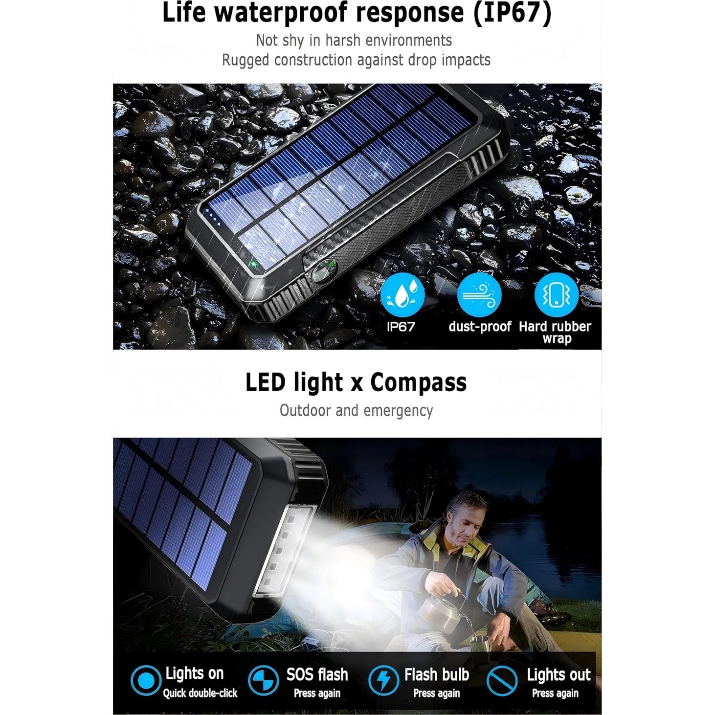 Banco de Energía Solar DJKK 52800mAh Cargador Inalámbrico 22.5W