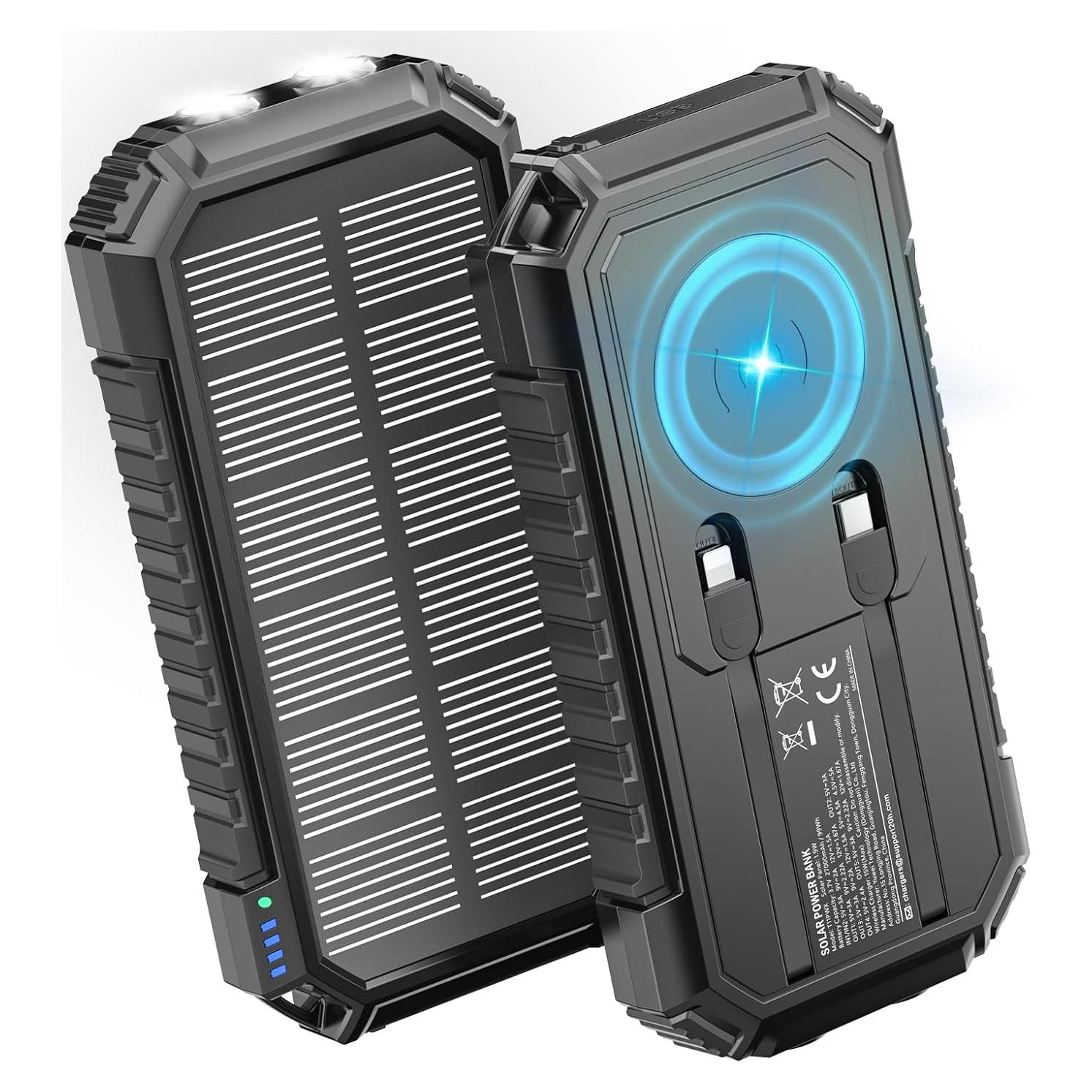 Cargador Solar Power Bank Riapow 27000mAh Carga Rápida 22.5W