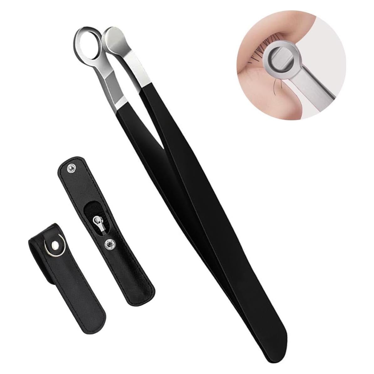 Cortador de Vello Nasal Manual Liangery - Acero Inoxidable, Estuche de Cuero