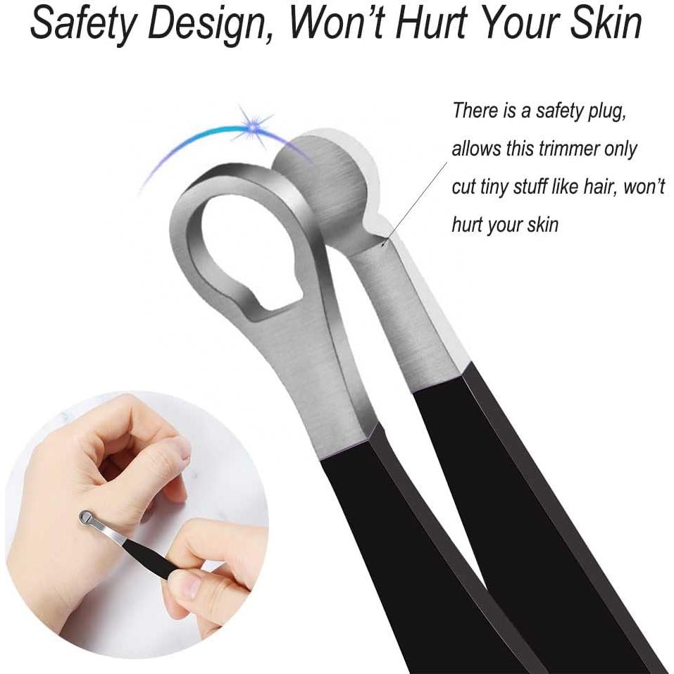 Cortador de Vello Nasal Manual Liangery - Acero Inoxidable, Estuche de Cuero