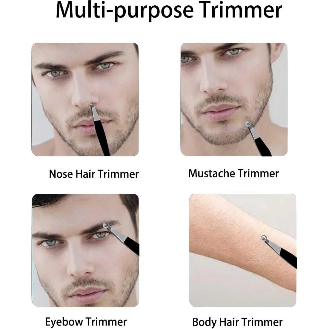 Cortador de Vello Nasal Manual Liangery - Acero Inoxidable, Estuche de Cuero