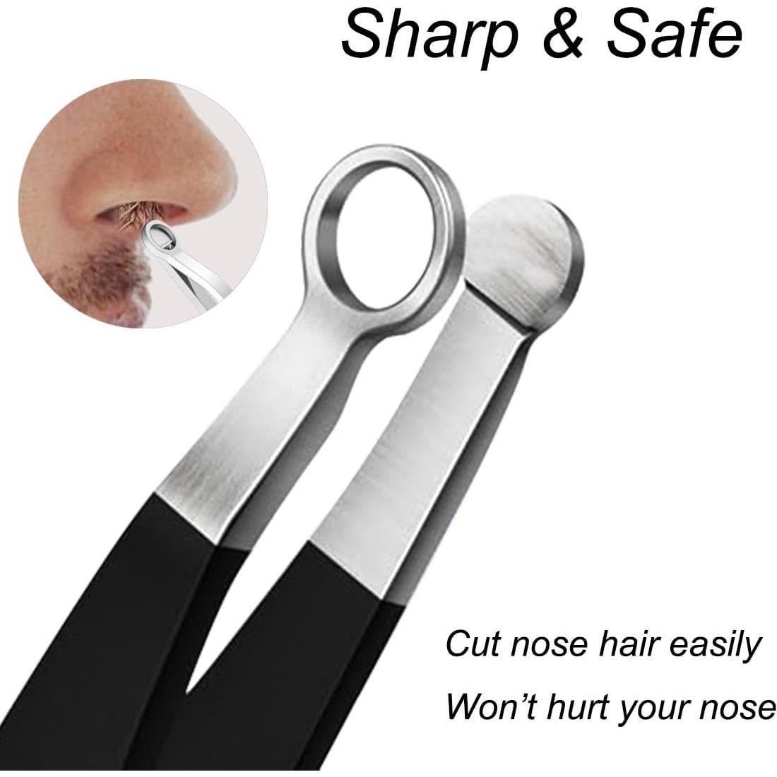 Cortador de Vello Nasal Manual Liangery - Acero Inoxidable, Estuche de Cuero