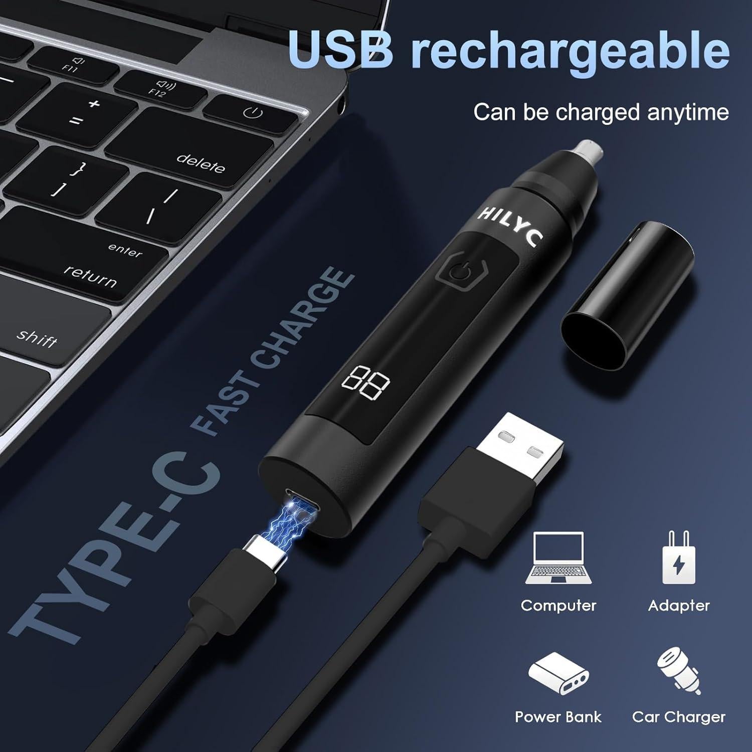 Recortador de Vello Nasal Hilyc H1 LED Recargable IPX7