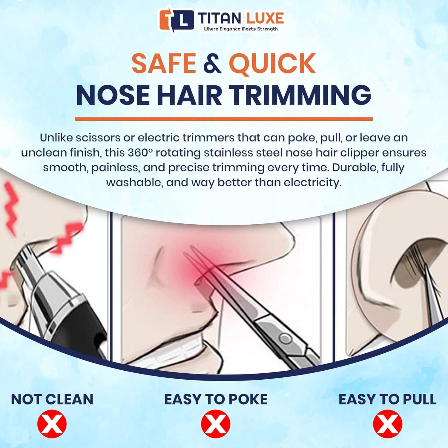 Recortador Manual de Cabello de Nariz Titan Luxe Acero Inoxidable