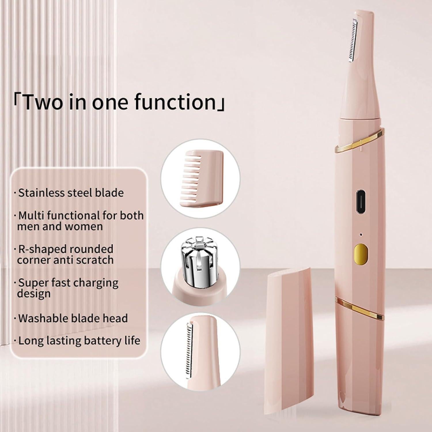 Recortador de Vello Nasal y Cejas XYOUWEI 2 en 1 Rosa