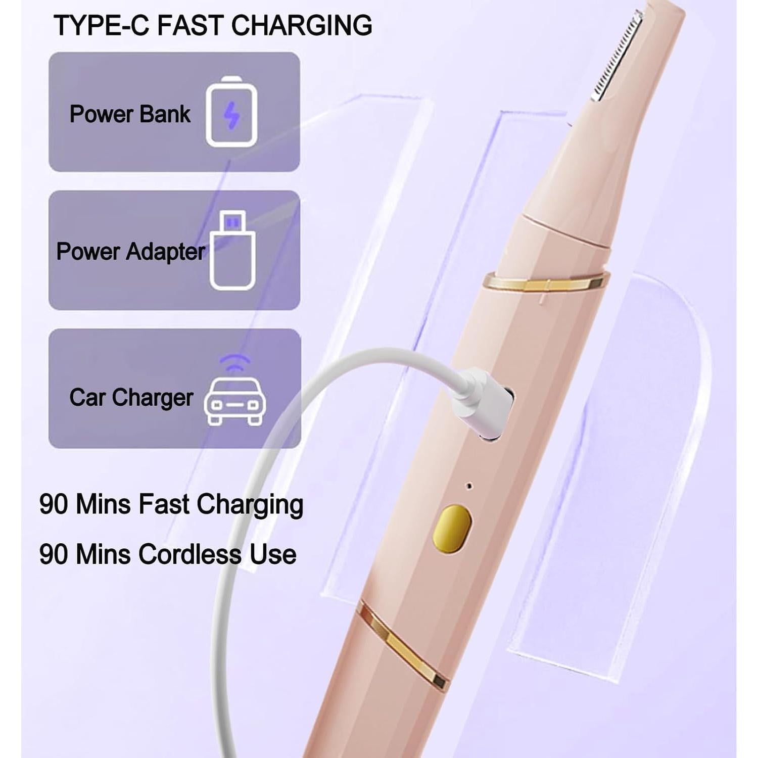 Recortador de Vello Nasal y Cejas XYOUWEI 2 en 1 Rosa