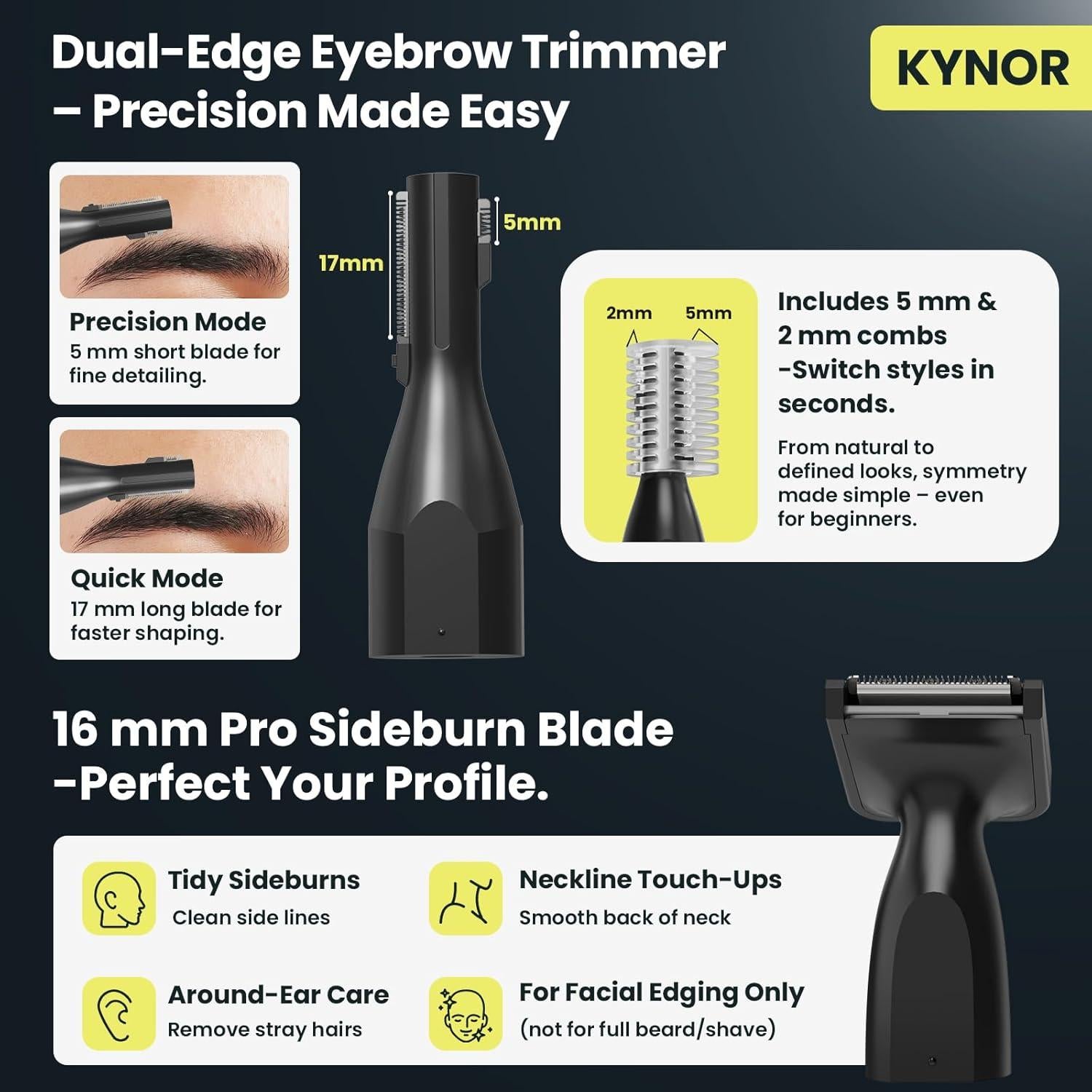 Recortador de Vello Nasal Kynor RF-8015 3-en-1 USB-C