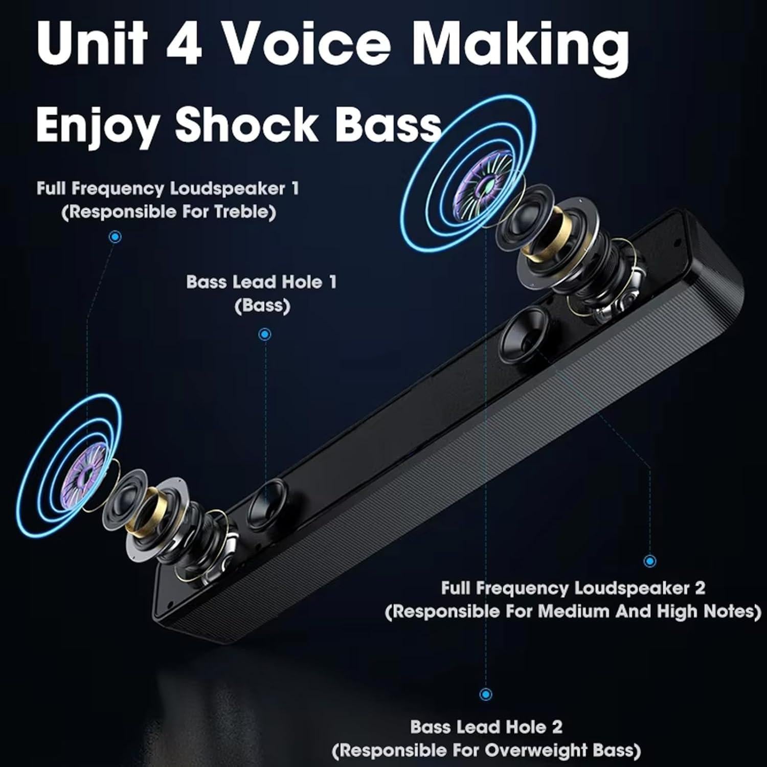 Altavoces de Computadora USB Yutech Estéreo 0.33kg Plug-n-Play