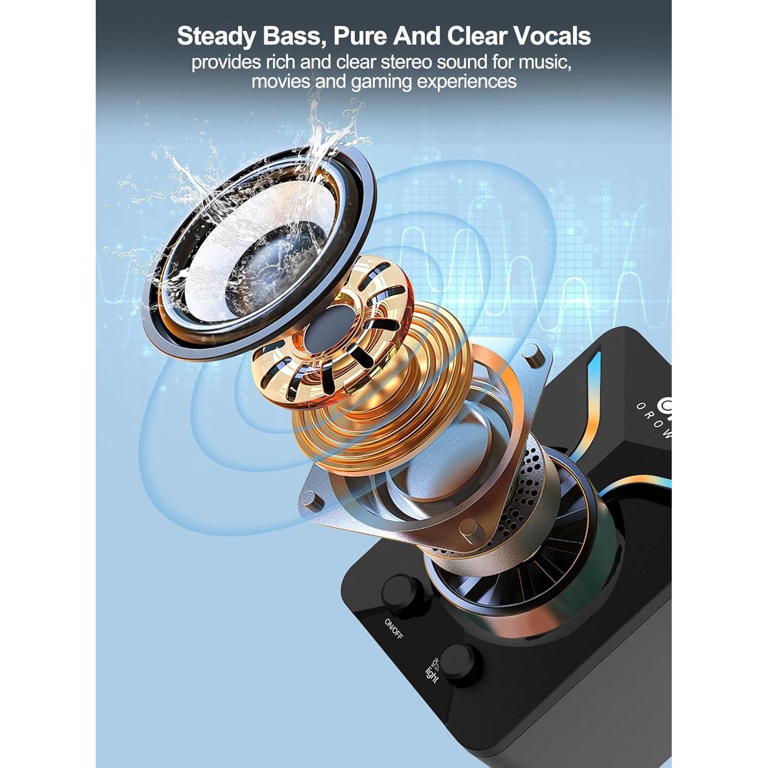 Altavoces de Computadora OROW S212 2.1 con Subwoofer y RGB