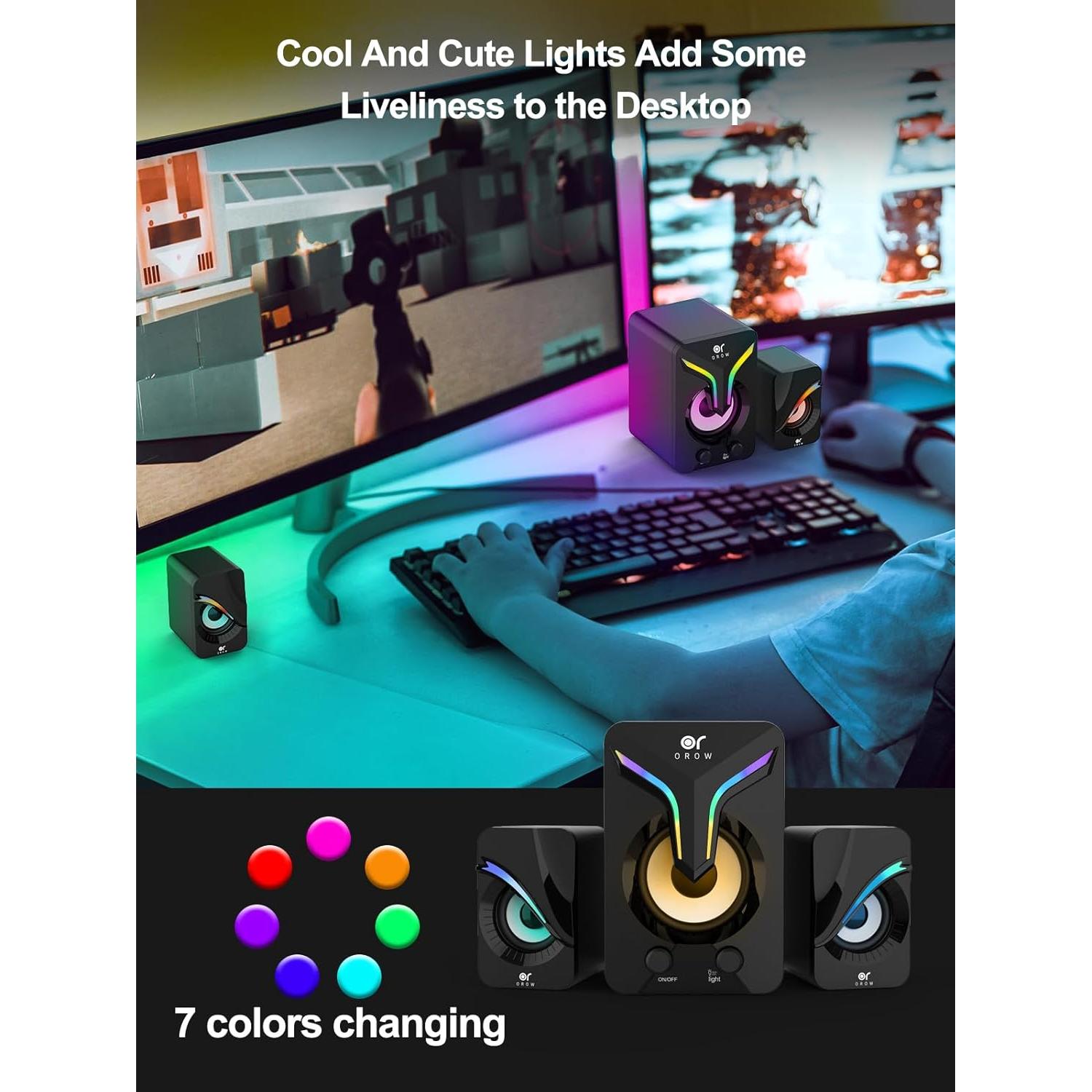 Altavoces de Computadora OROW S212 2.1 con Subwoofer y RGB