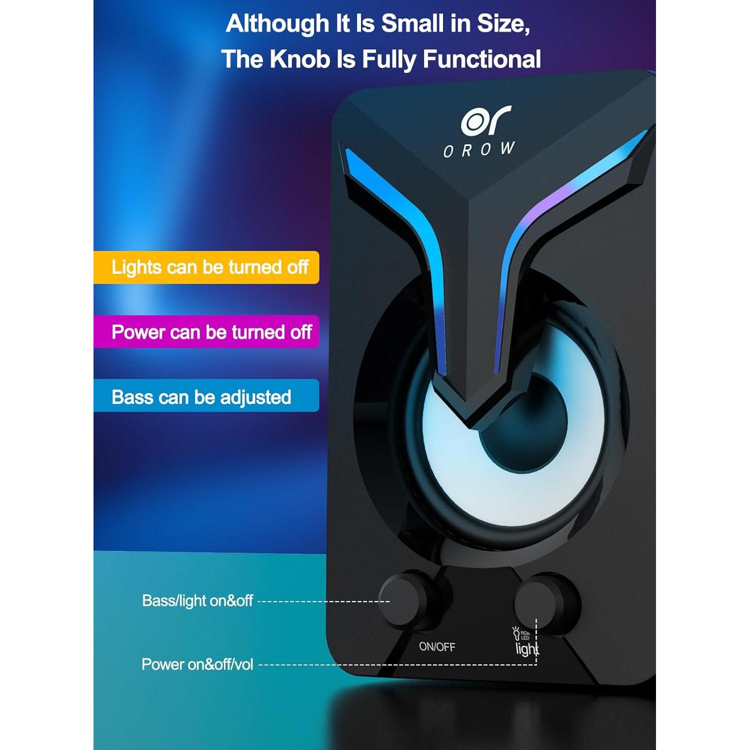 Altavoces de Computadora OROW S212 2.1 con Subwoofer y RGB