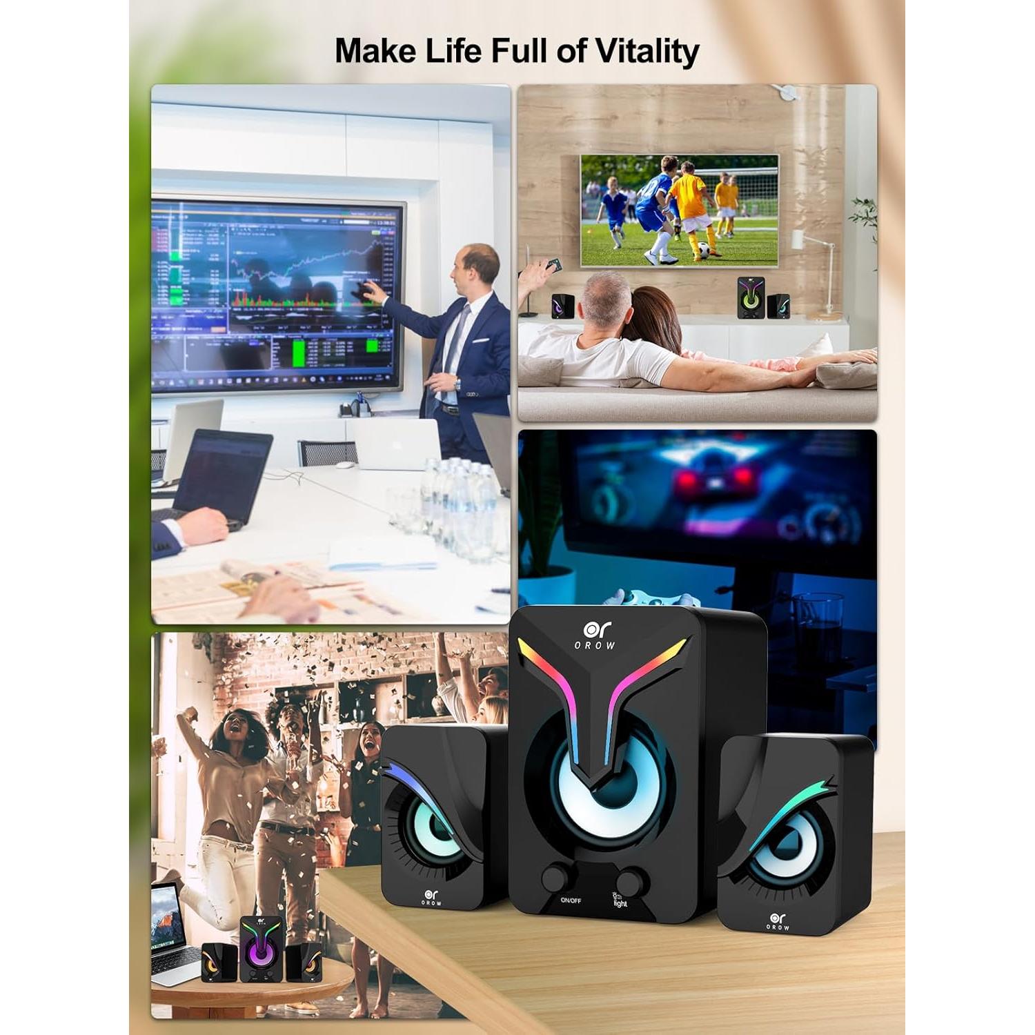 Altavoces de Computadora OROW S212 2.1 con Subwoofer y RGB